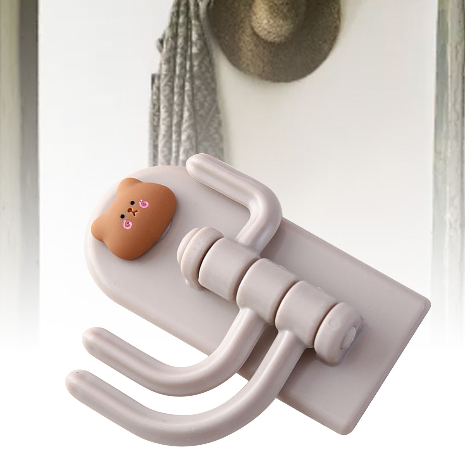 Self Adhesive Hanger Punch Free Rotating 3 Hooks Cute Animal Wall Door Holder for Keys Bear - Image 5