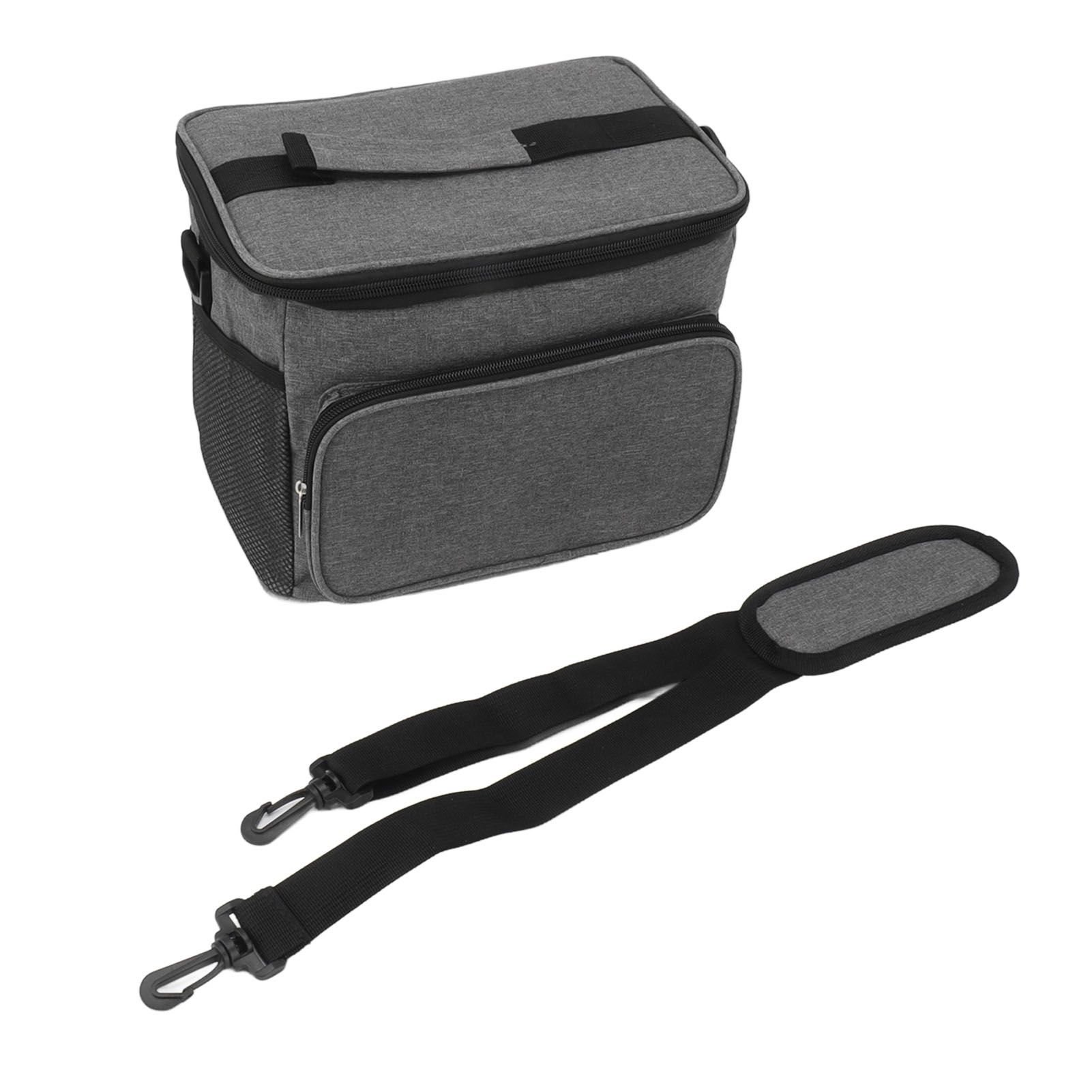 Lunch Bag 10L Collapsible Adjustable Strap Leakproof Portable Handle Insulated Lunch Bag for Camping Travel Beach Grey - Image 1