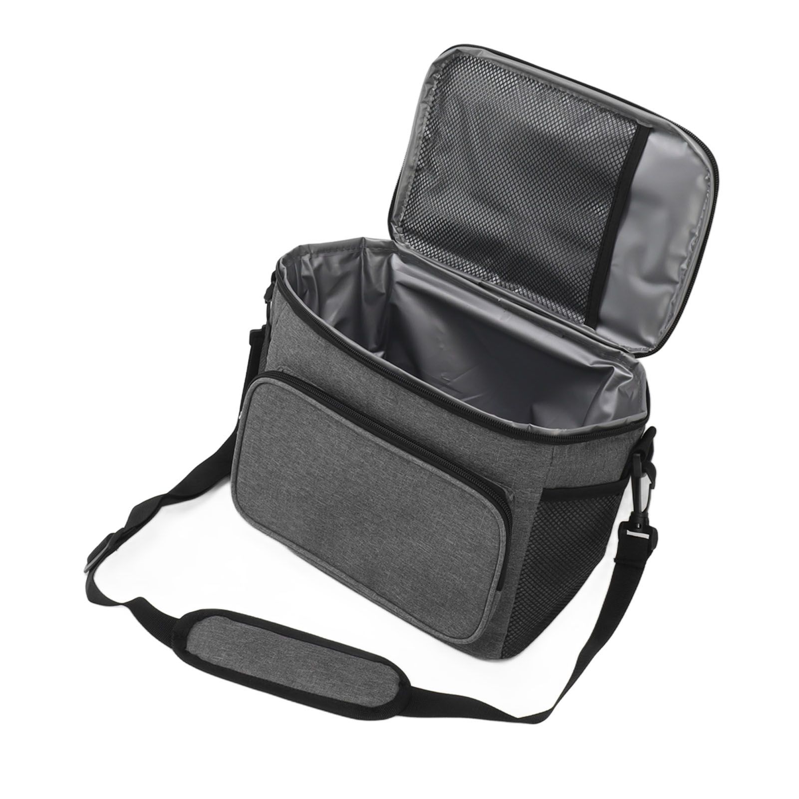 Lunch Bag 10L Collapsible Adjustable Strap Leakproof Portable Handle Insulated Lunch Bag for Camping Travel Beach Grey - Image 2