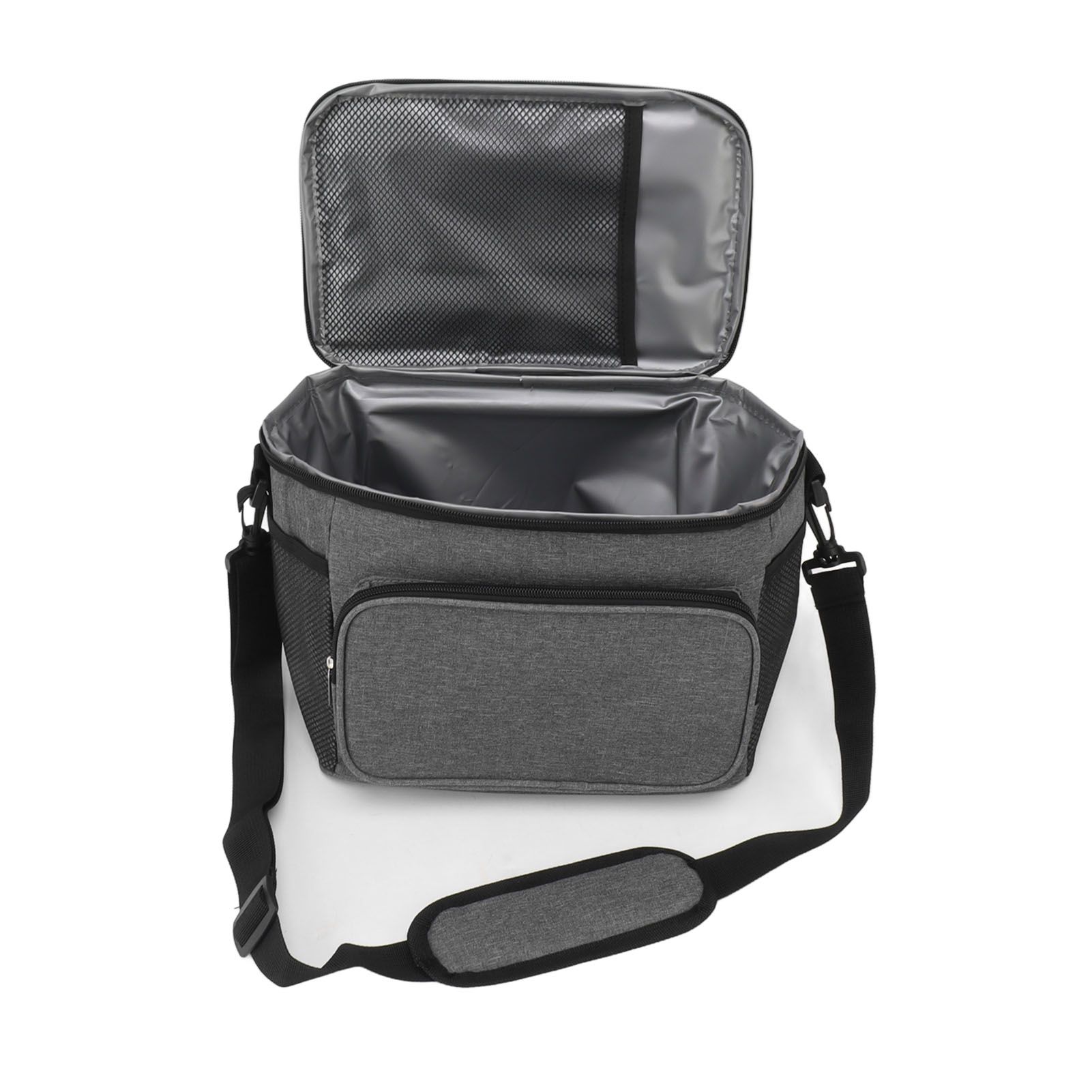 Lunch Bag 10L Collapsible Adjustable Strap Leakproof Portable Handle Insulated Lunch Bag for Camping Travel Beach Grey - Image 3
