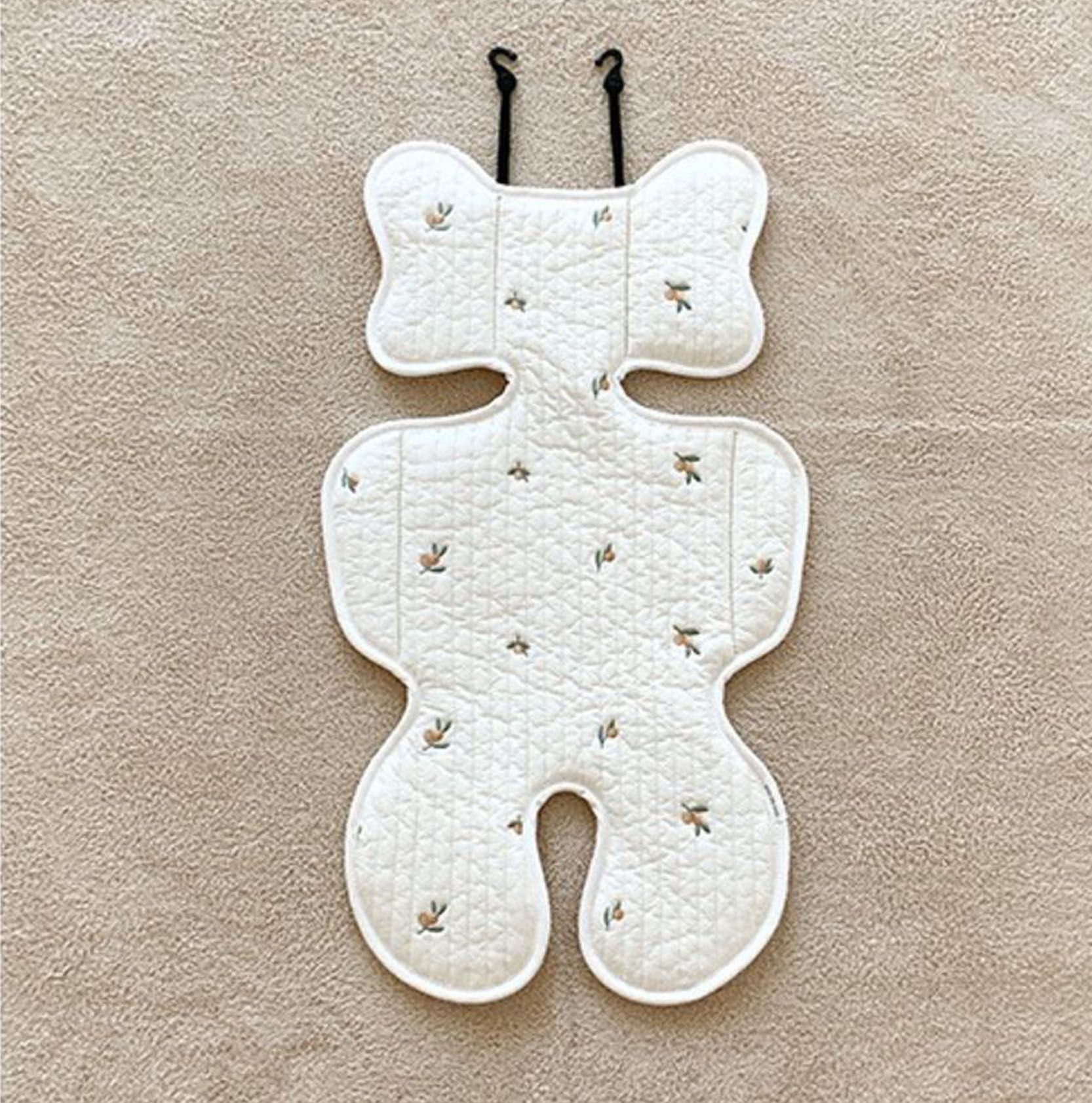 Soft Baby Stroller Seat Cushion Breathable Pure Cotton Infant Car Seat Head Neck Body Support Thin Style Olive - Image 5