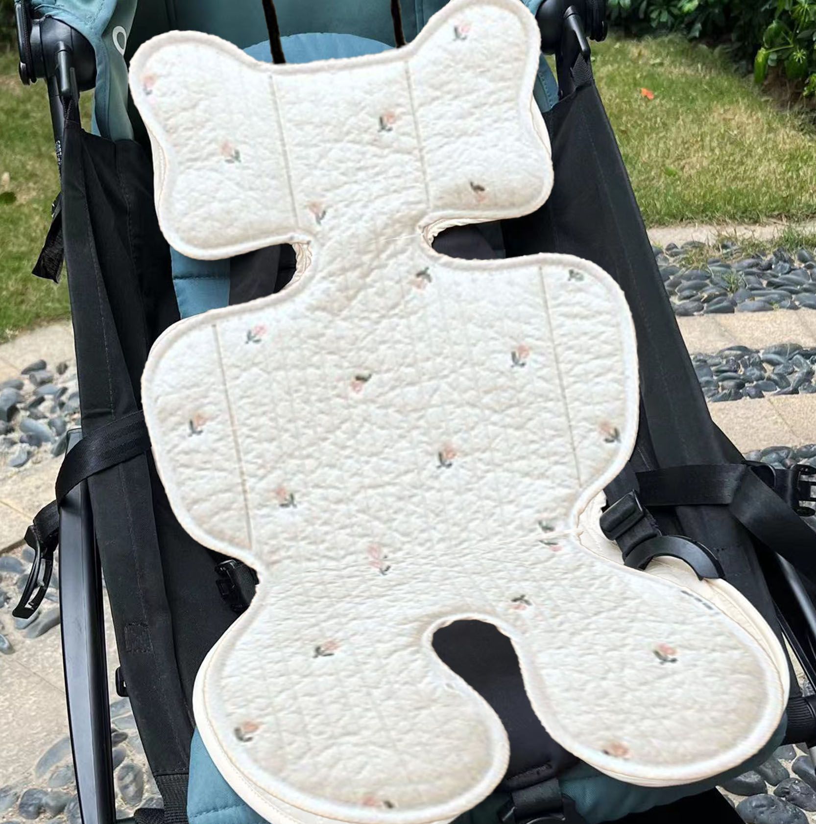 Soft Baby Stroller Seat Cushion Breathable Pure Cotton Infant Car Seat Head Neck Body Support Thin Style Tulip - Image 7