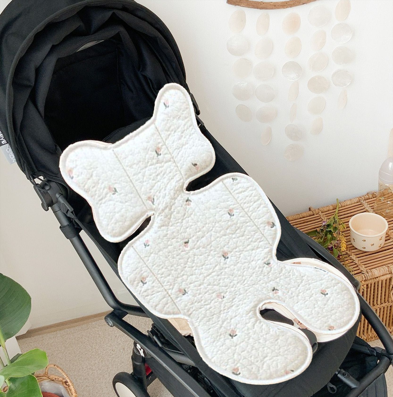 Soft Baby Stroller Seat Cushion Breathable Pure Cotton Infant Car Seat Head Neck Body Support Thin Style Tulip - Image 8