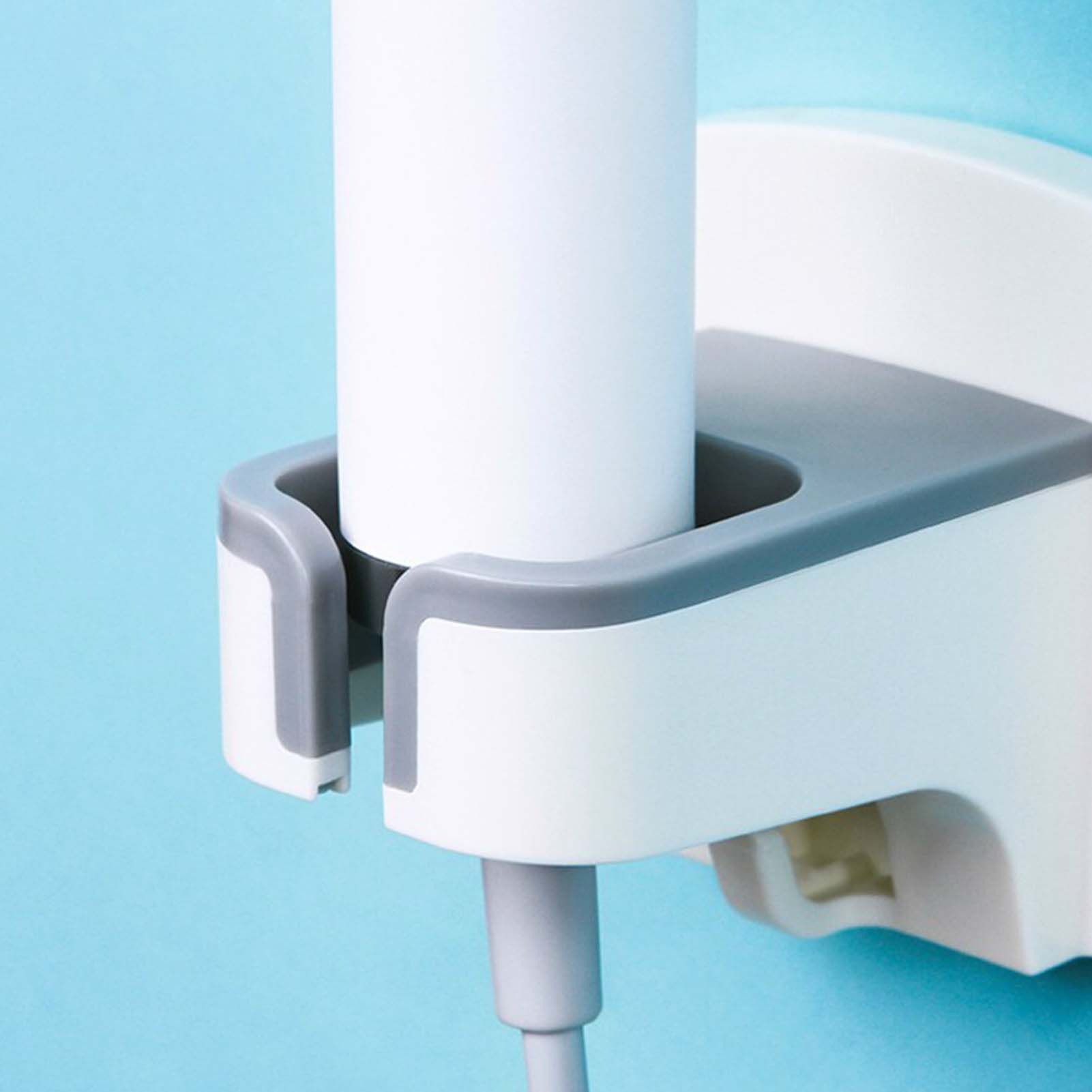 Wall Mounted Hair Dryer Holder Punch Free Self Adhesive Blow Dryer Holder for Bathroom Washroom White - Image 5