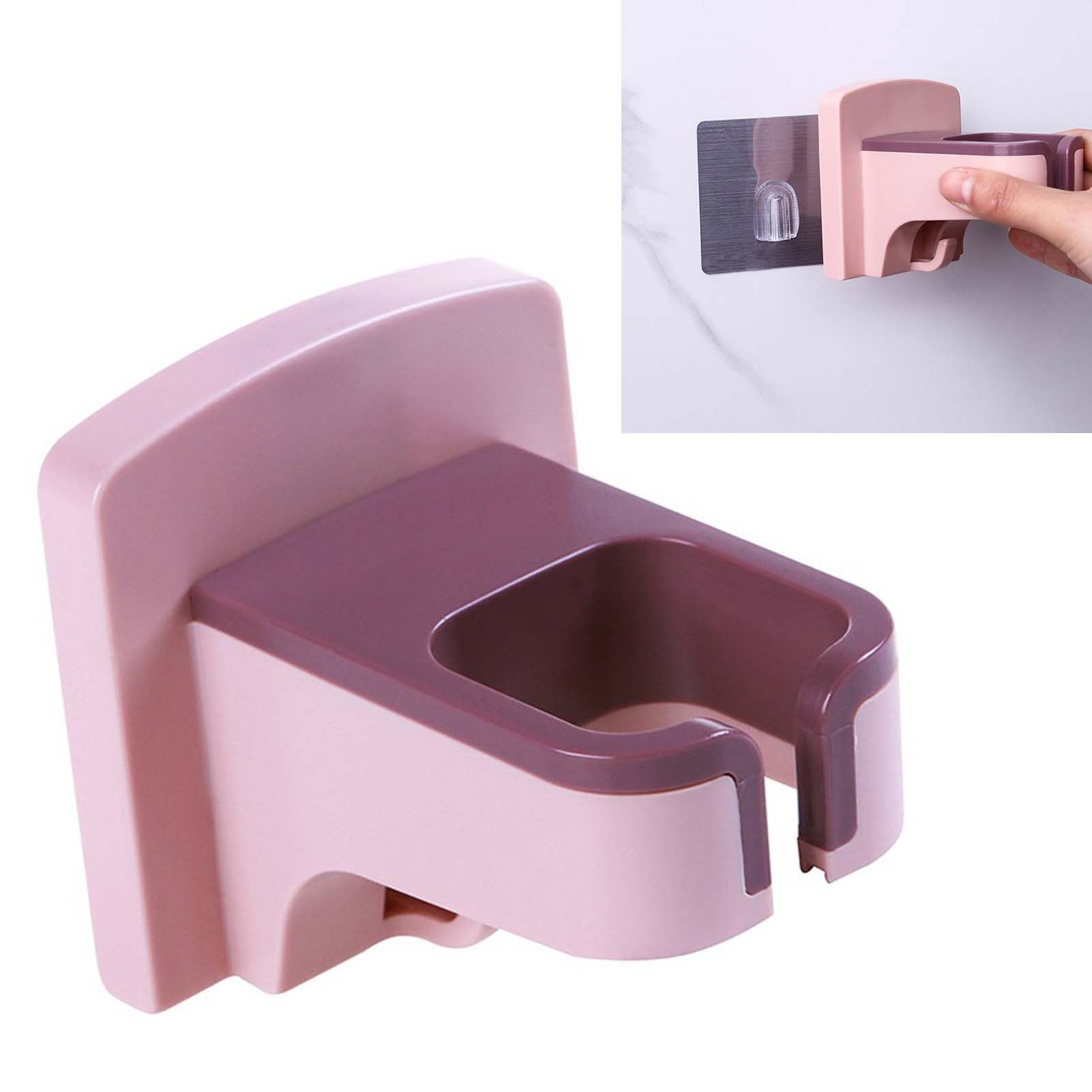 Wall Mounted Hair Dryer Holder Punch Free Self Adhesive Blow Dryer Holder for Bathroom Washroom Pink - Image 6