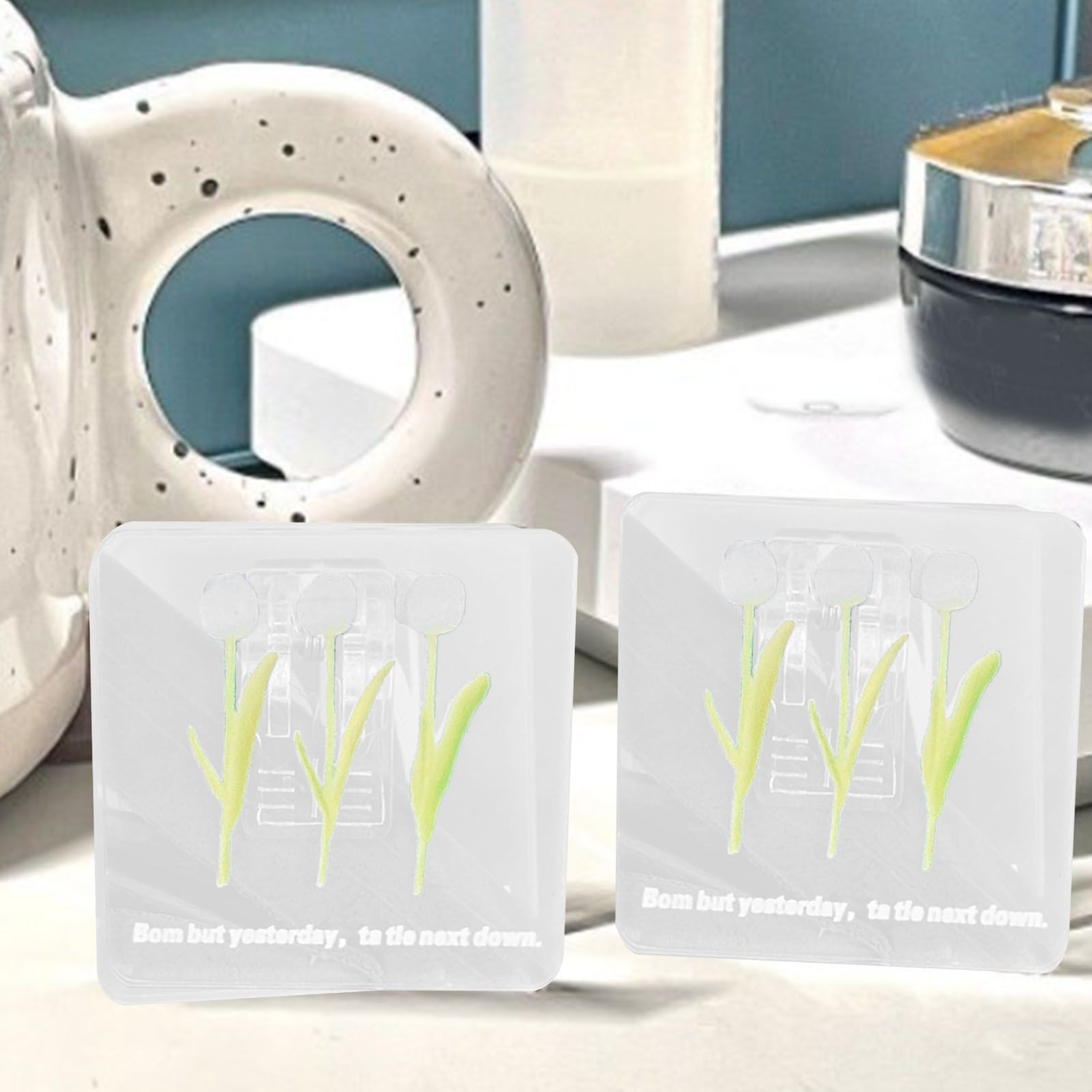 Double Sided Photo Clip Acrylic Tulip Pattern Multifunctional Transparent Paper Clamp for Organization Light White - Image 5