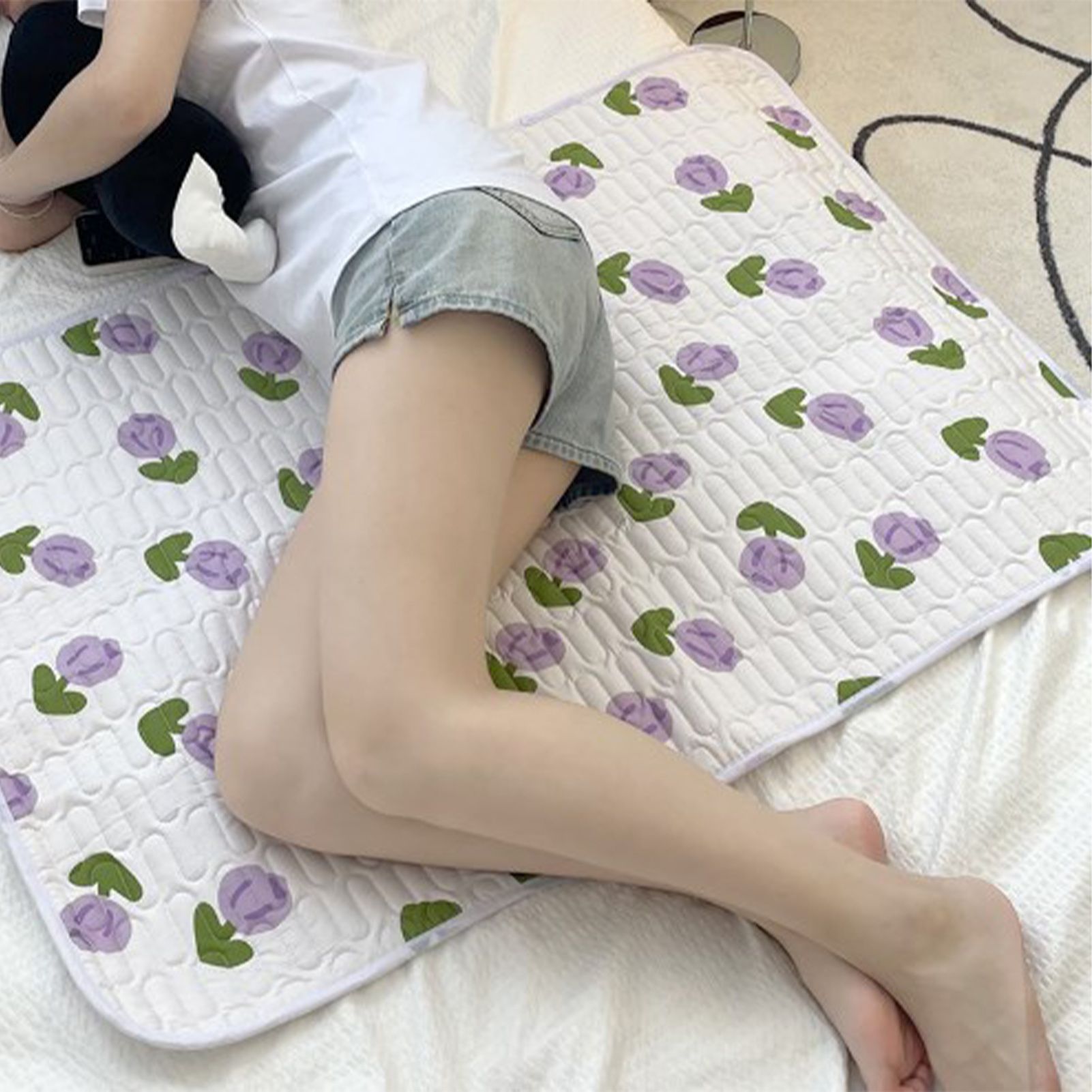 Urine Mattress 2 Sided Protector Pad Cover Leak Proof Non Slip Washable Waterproof Purified Cotton Tulip M - Image 5