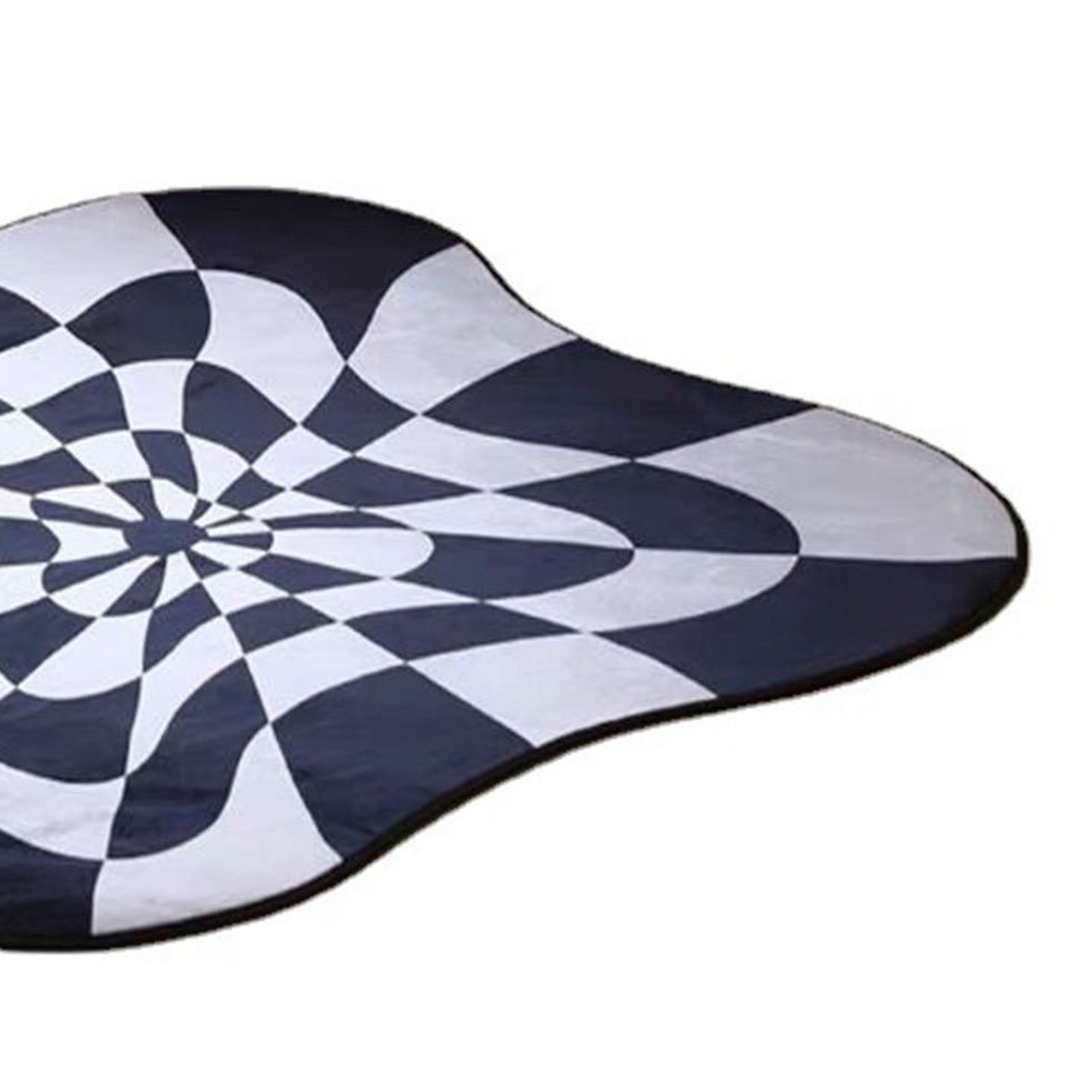 Carpet Comfortable Soft Color Blocking Bedside Creative Irregular Rug for Bedroom Living Room Balcony White and Black 100x100cm/39.37x39.37in - Image 5