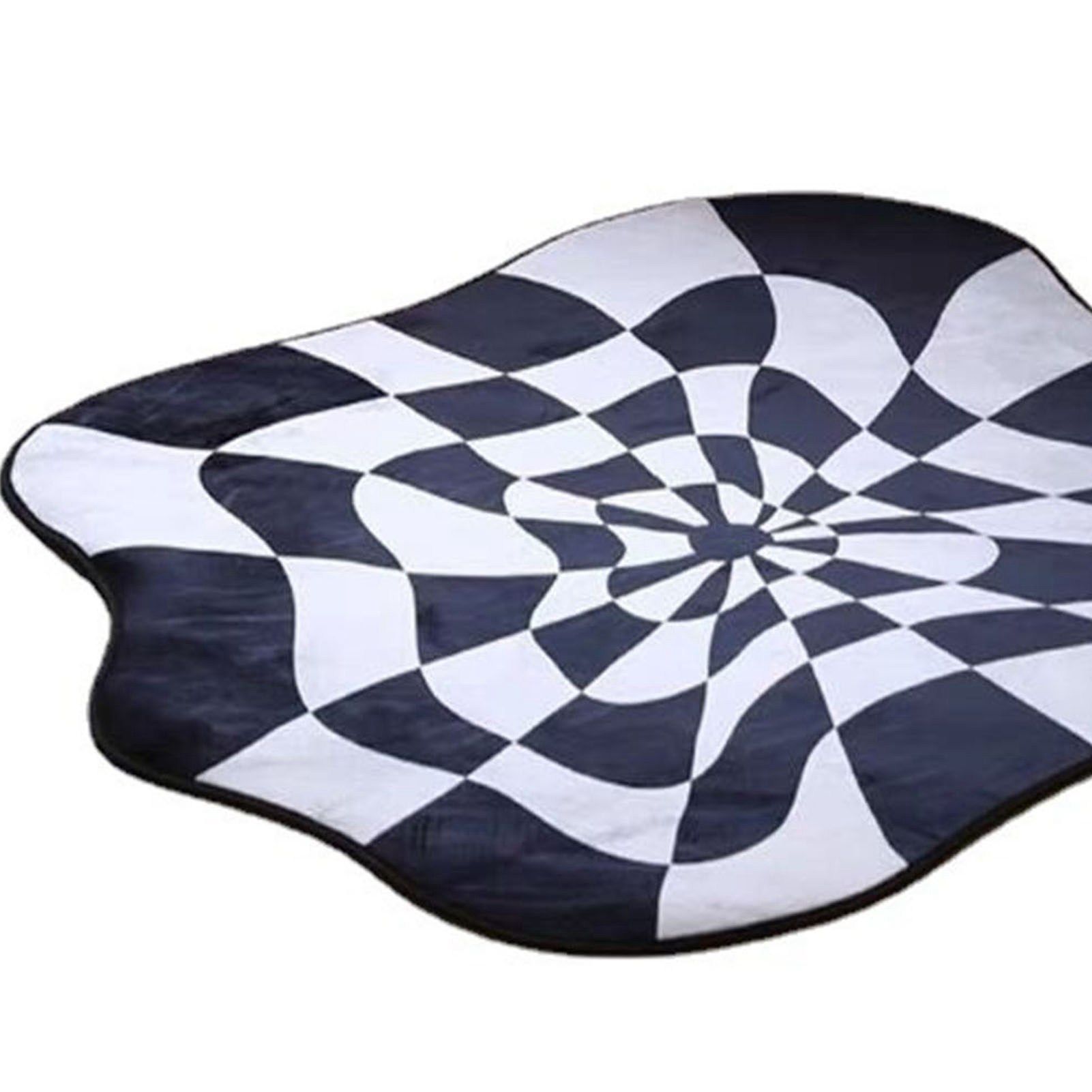Carpet Comfortable Soft Color Blocking Bedside Creative Irregular Rug for Bedroom Living Room Balcony White and Black 100x100cm/39.37x39.37in - Image 6
