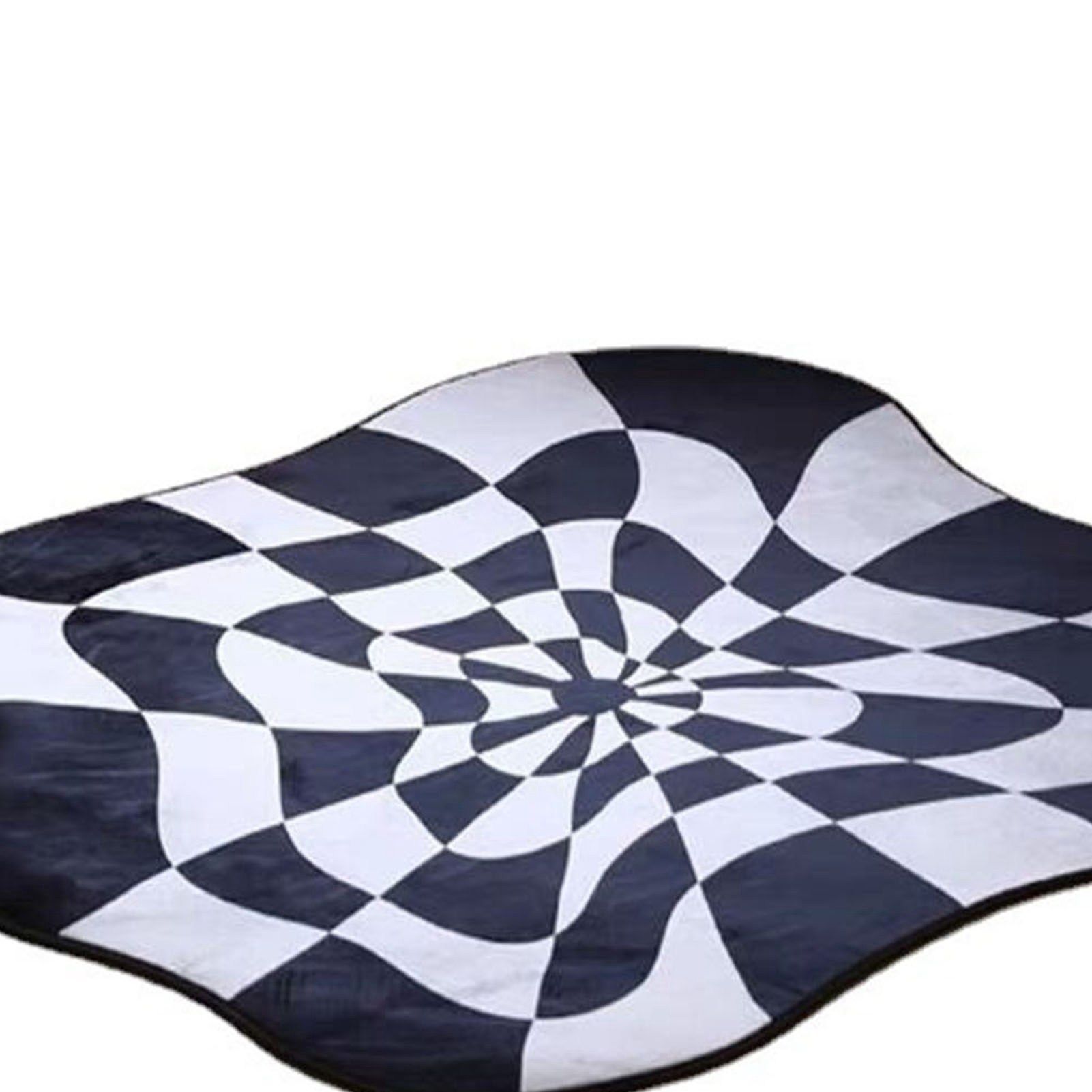 Carpet Comfortable Soft Color Blocking Bedside Creative Irregular Rug for Bedroom Living Room Balcony White and Black 100x100cm/39.37x39.37in - Image 7