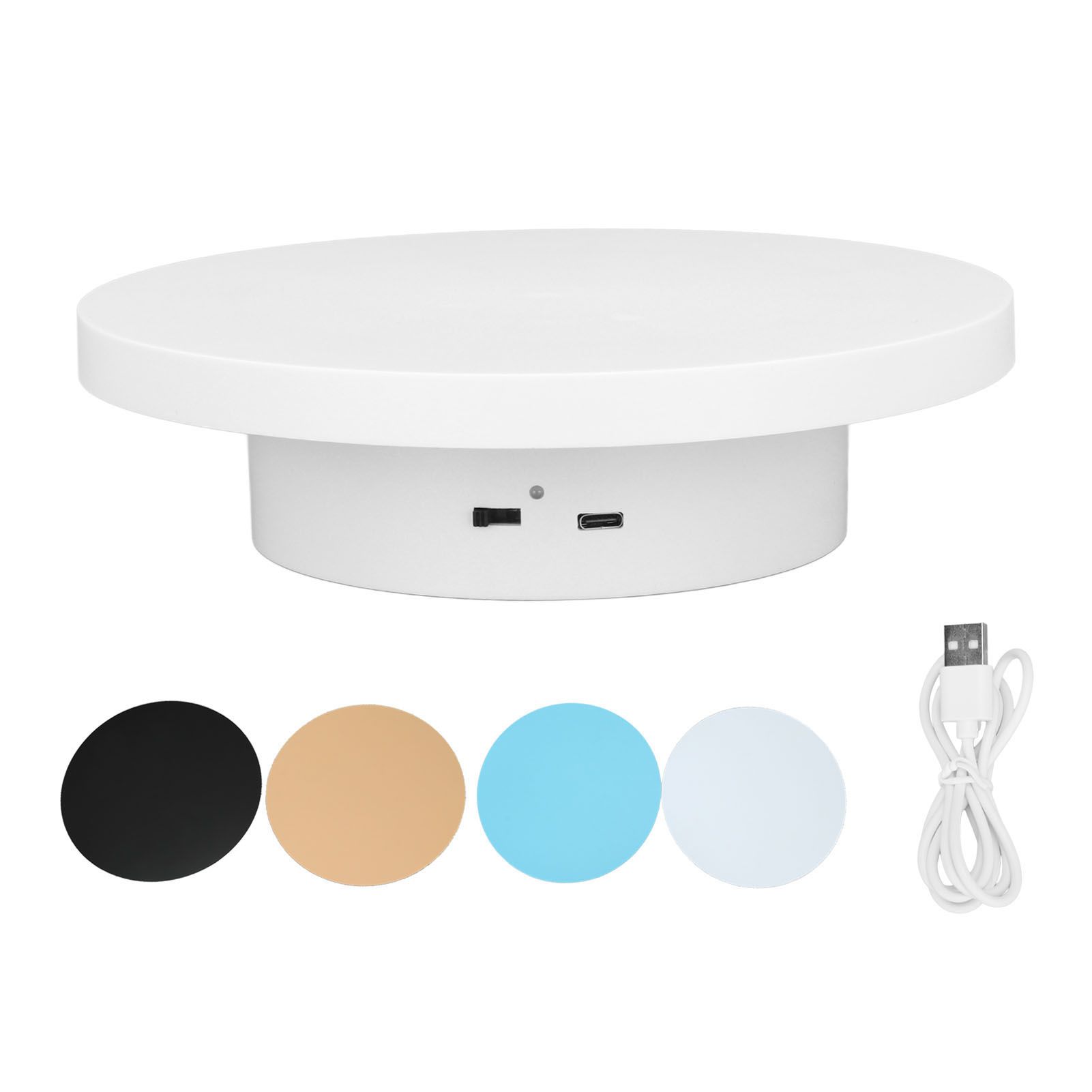 White Automatic 360° Rotating Display Turntable 3KG Load Bearing Electric Display Turntable Stand for Shop Diameter 15cm/6in - Image 1