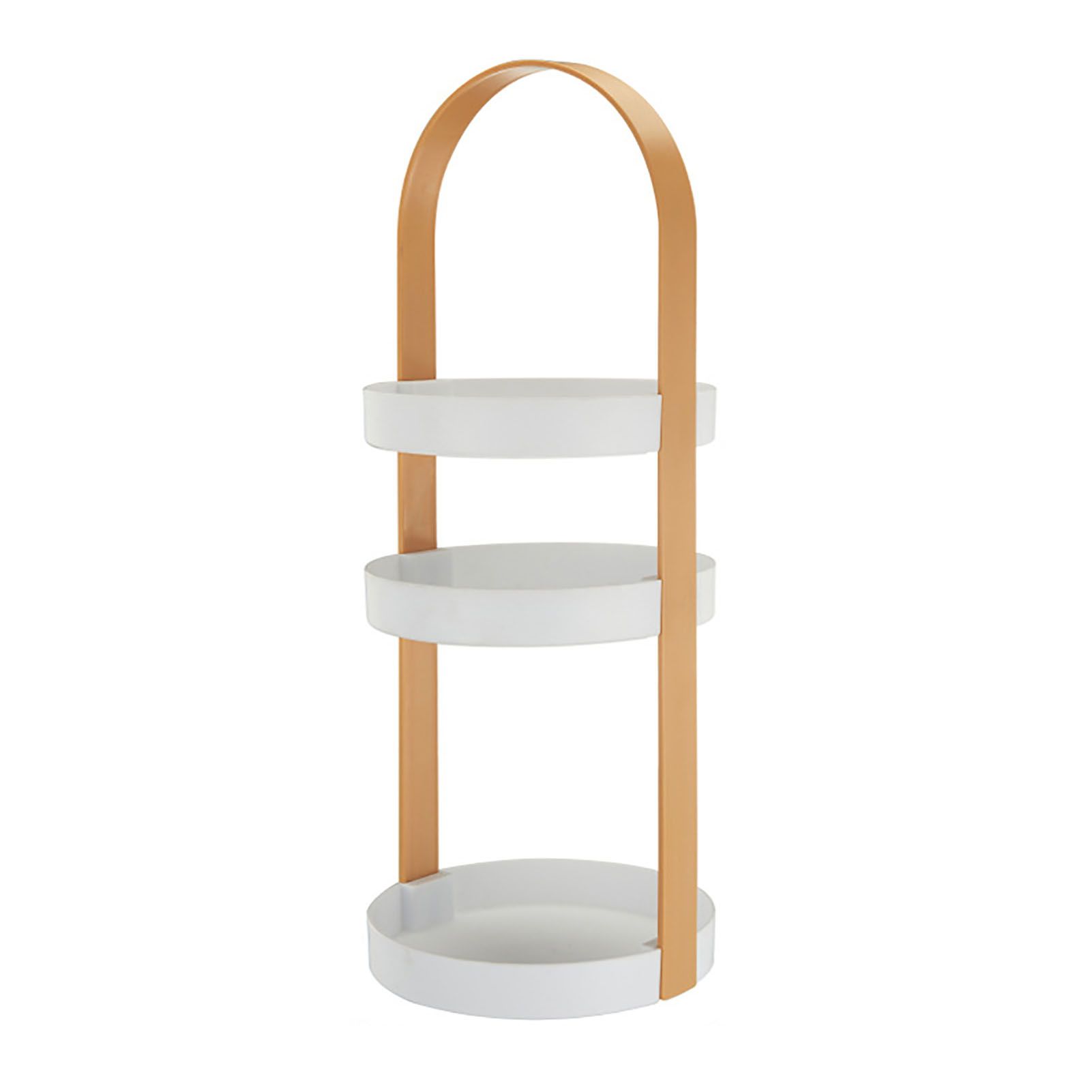 3 Layers Round Storage Rack Integral Handle 3 Layer Storage Round Stand for Bathroom Apricot - Image 1