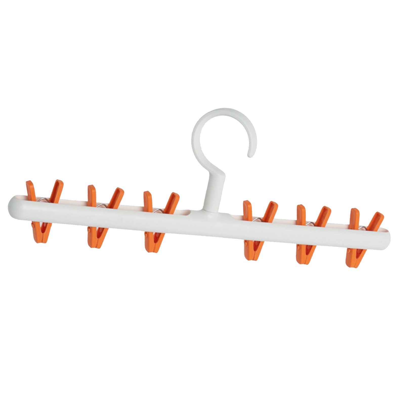 Plastic Sock Clips Drying Rack 6 Clips Prevent Tangle 360 Degree Rotatable Multifunctional Laundry Hanger for Home White Orange - Image 2