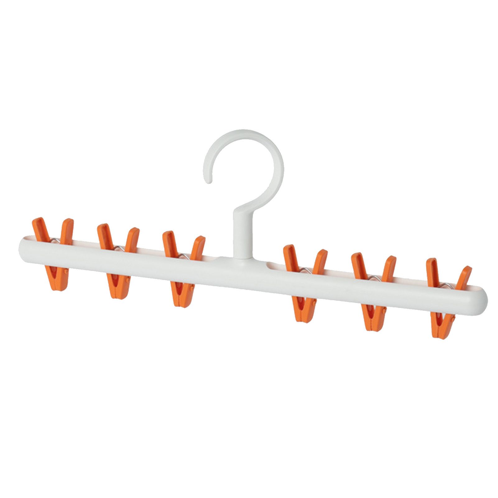 Plastic Sock Clips Drying Rack 6 Clips Prevent Tangle 360 Degree Rotatable Multifunctional Laundry Hanger for Home White Orange - Image 3