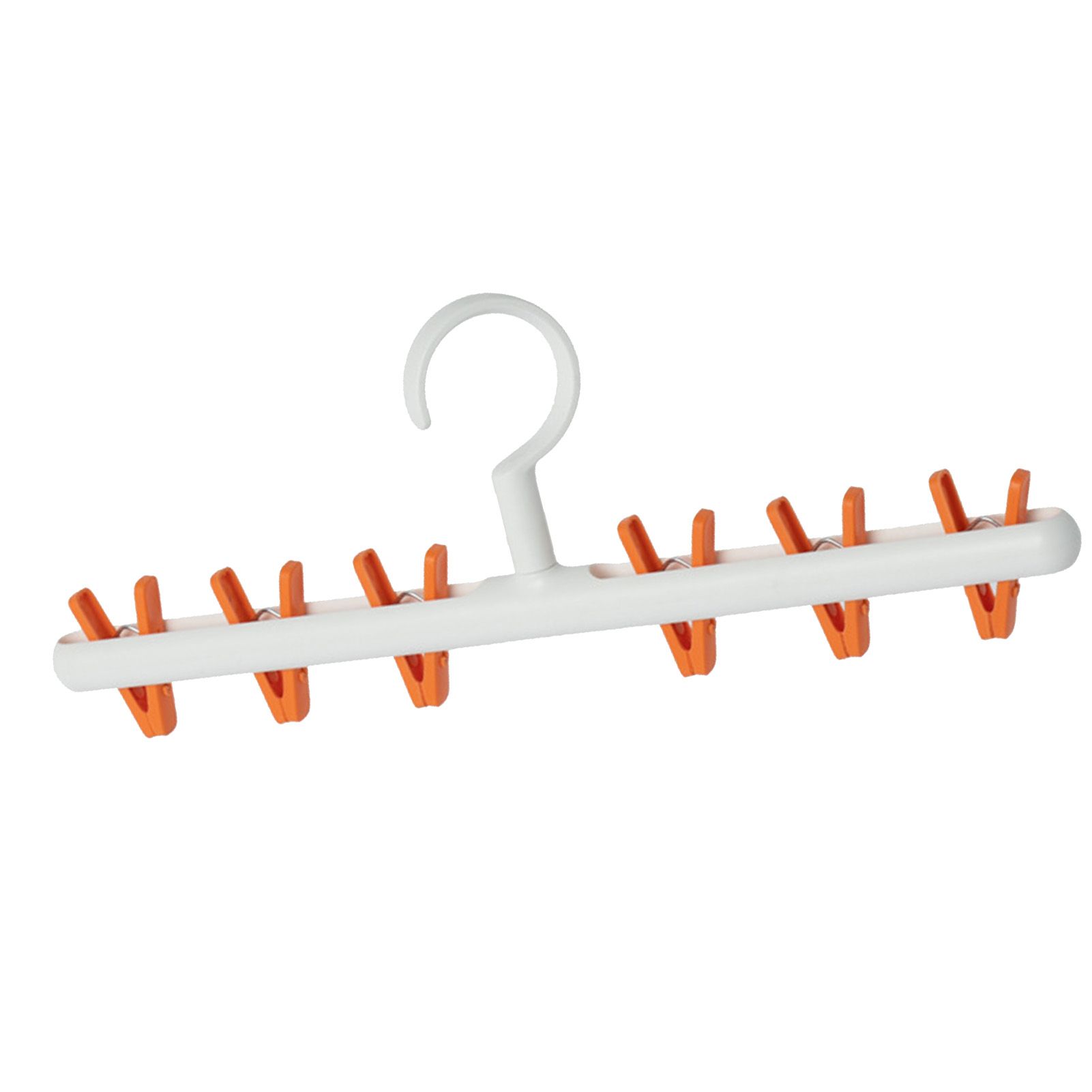 Plastic Sock Clips Drying Rack 6 Clips Prevent Tangle 360 Degree Rotatable Multifunctional Laundry Hanger for Home White Orange - Image 4