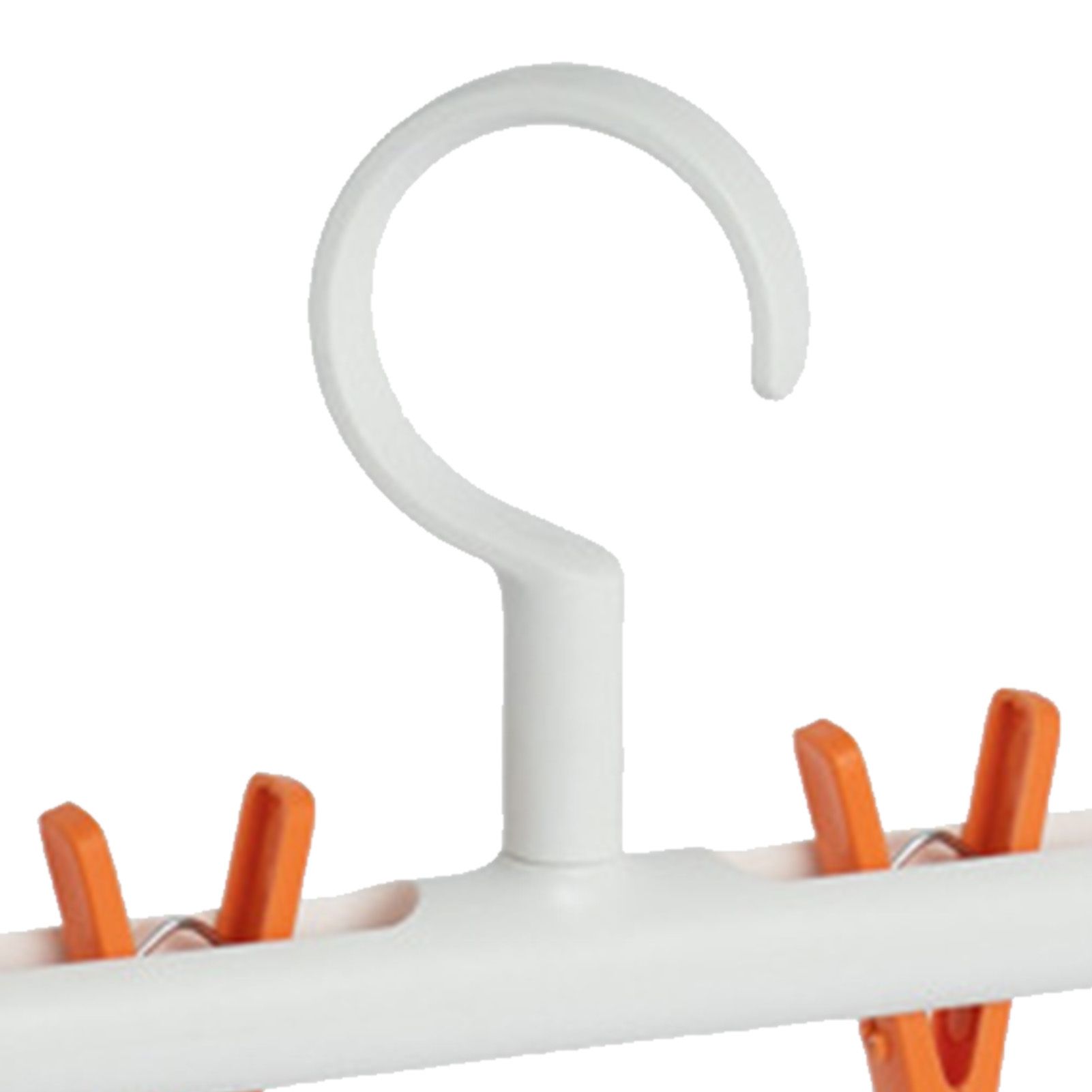 Plastic Sock Clips Drying Rack 6 Clips Prevent Tangle 360 Degree Rotatable Multifunctional Laundry Hanger for Home White Orange - Image 7