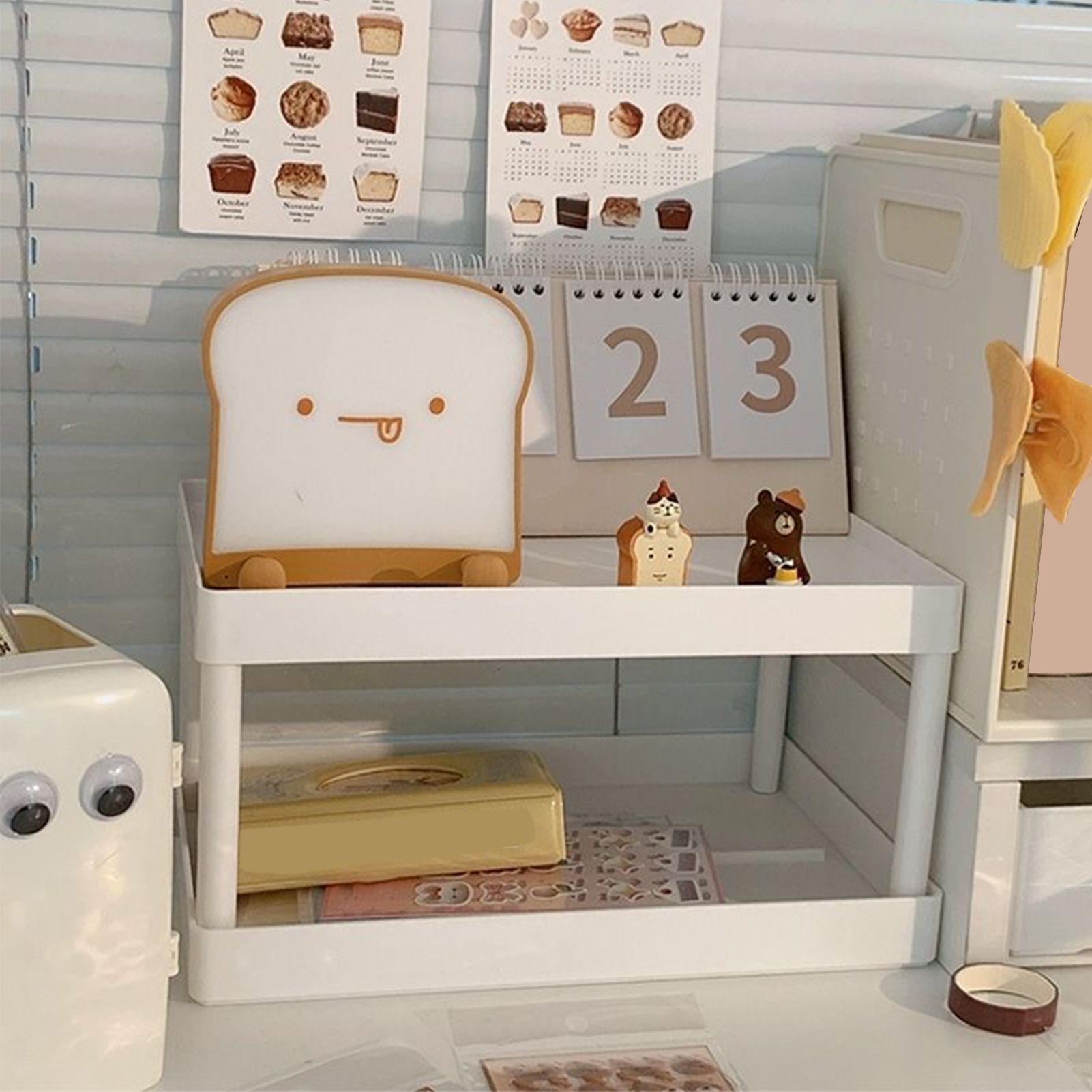 Makeup Stand 2 Layer Organizer Bedroom Office Student Dormitories Desktop Debris Storage Rack Small - Image 6
