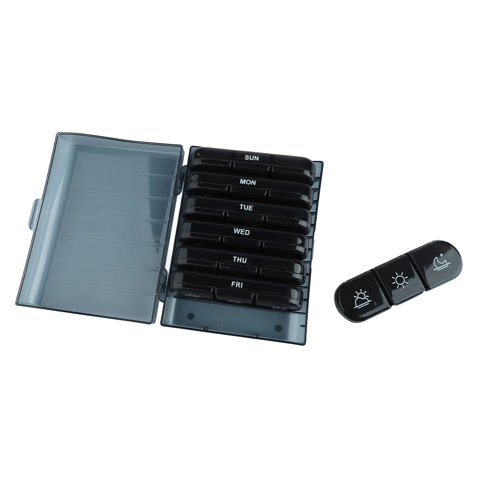 3 Times A Day 7 Day Pill Organizer 21 Grid Portable Pill Organizer Travel Medicine Container Black Black Shell - Image 5