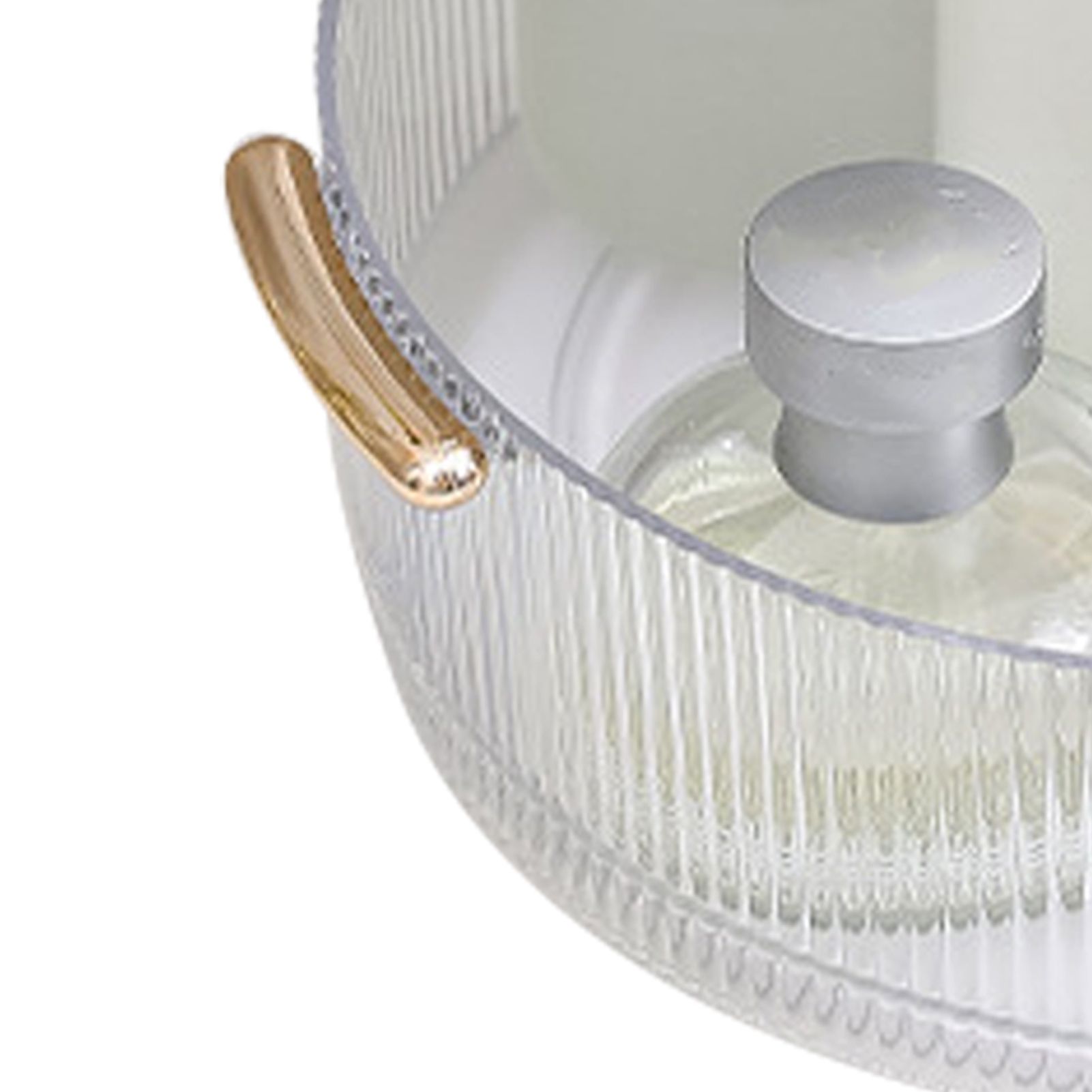 360 Rotating Cosmetic Organizer Texture Storage Rotating Makeup Desk Organizer with Handle for Bathroom Washroom Transparent - Image 7