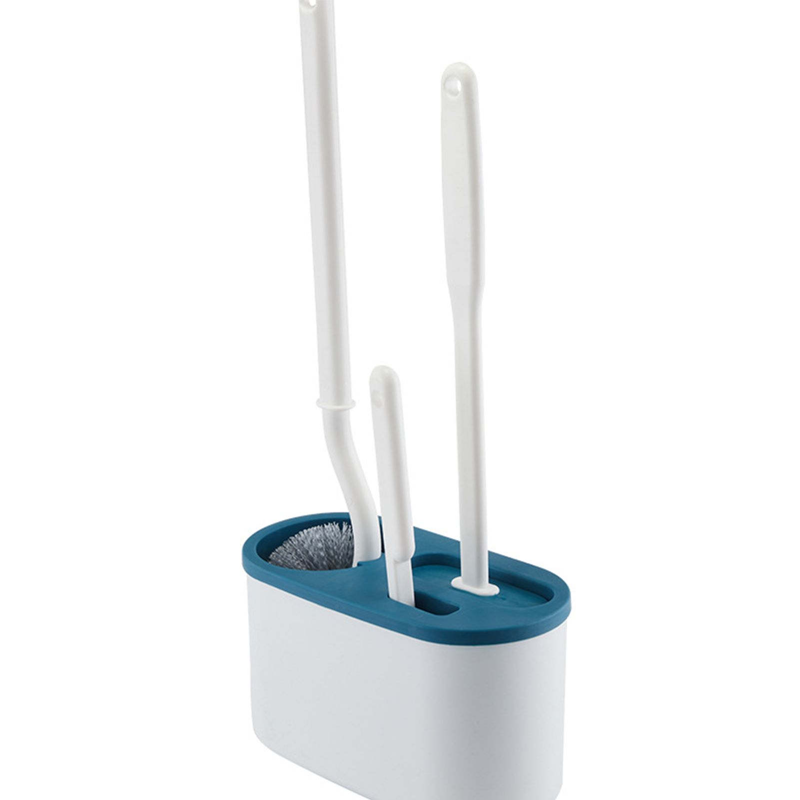 4 Pieces Toilet Bowl Brush Set Punch Free Wall Mounted Toilet Brush Holder with 3 Brush for Bathroom Blue - Image 6