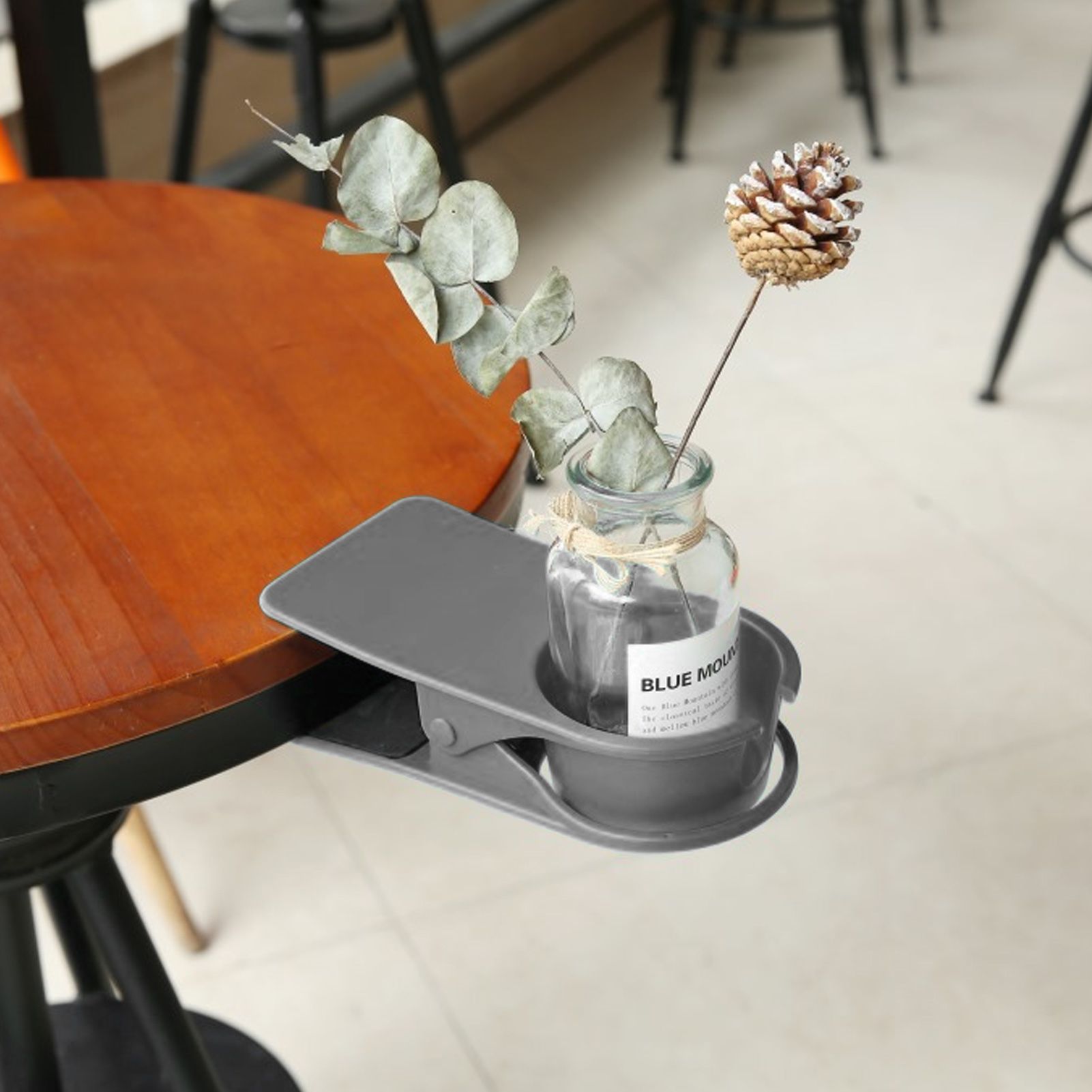 Desk Cup Holder Clip Space Saving Large Multifunctional Table Clamp Mug Stand for Beverage Bottle Gray - Image 5