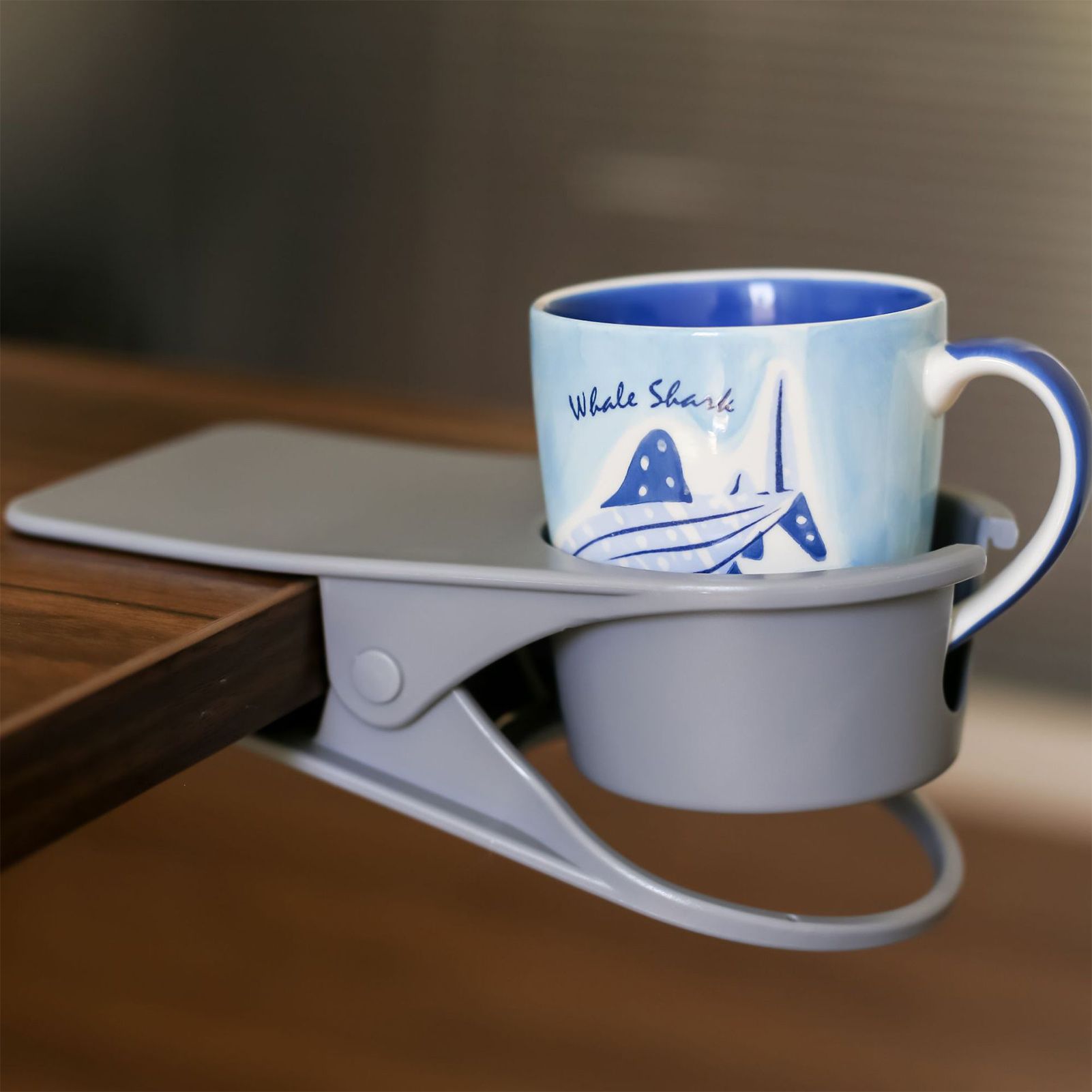 Desk Cup Holder Clip Space Saving Large Multifunctional Table Clamp Mug Stand for Beverage Bottle Gray - Image 6