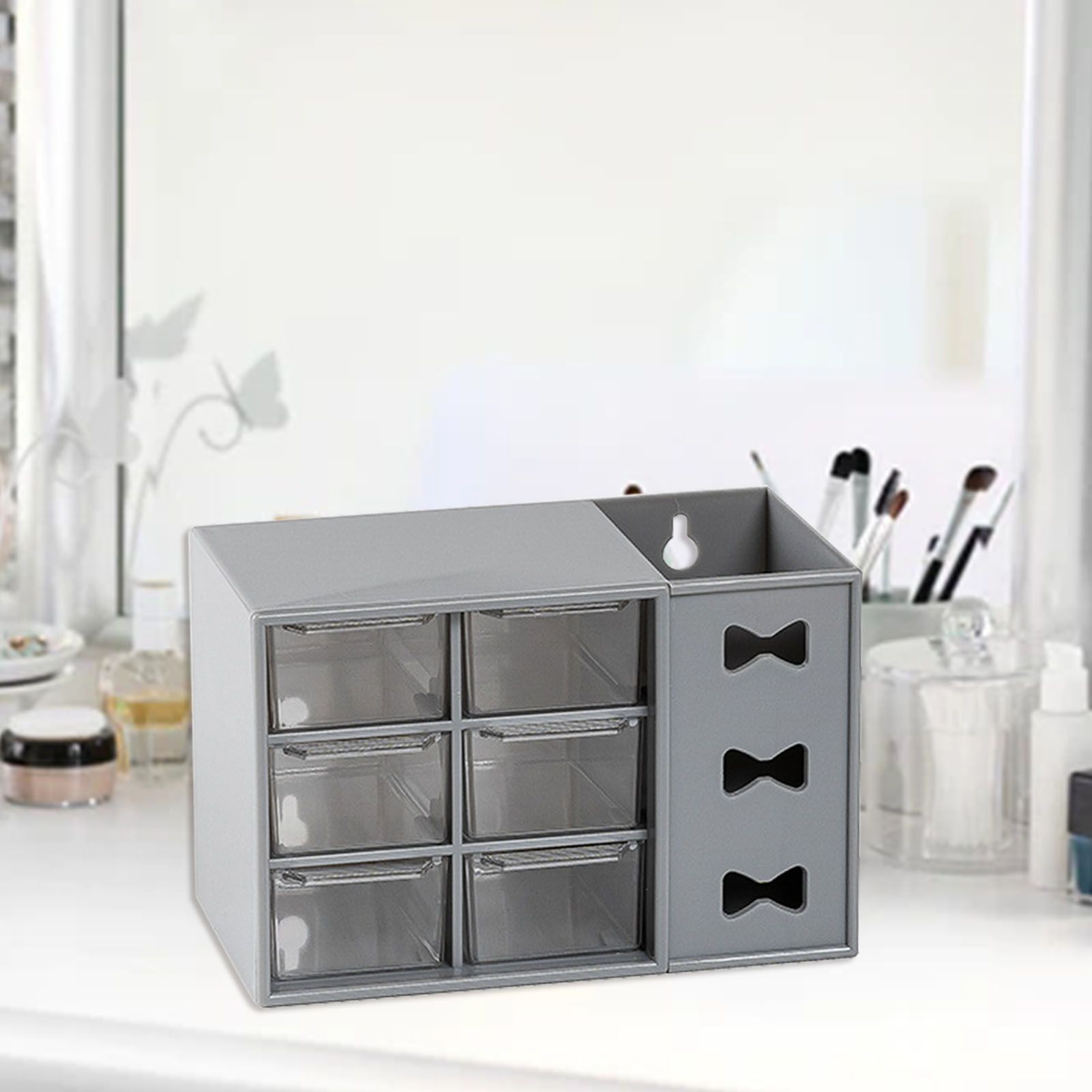 Pen Desk Shelf Dustproof 6 Drawers Pen Organization Storage Shelf for Students Office People Grey - Image 5