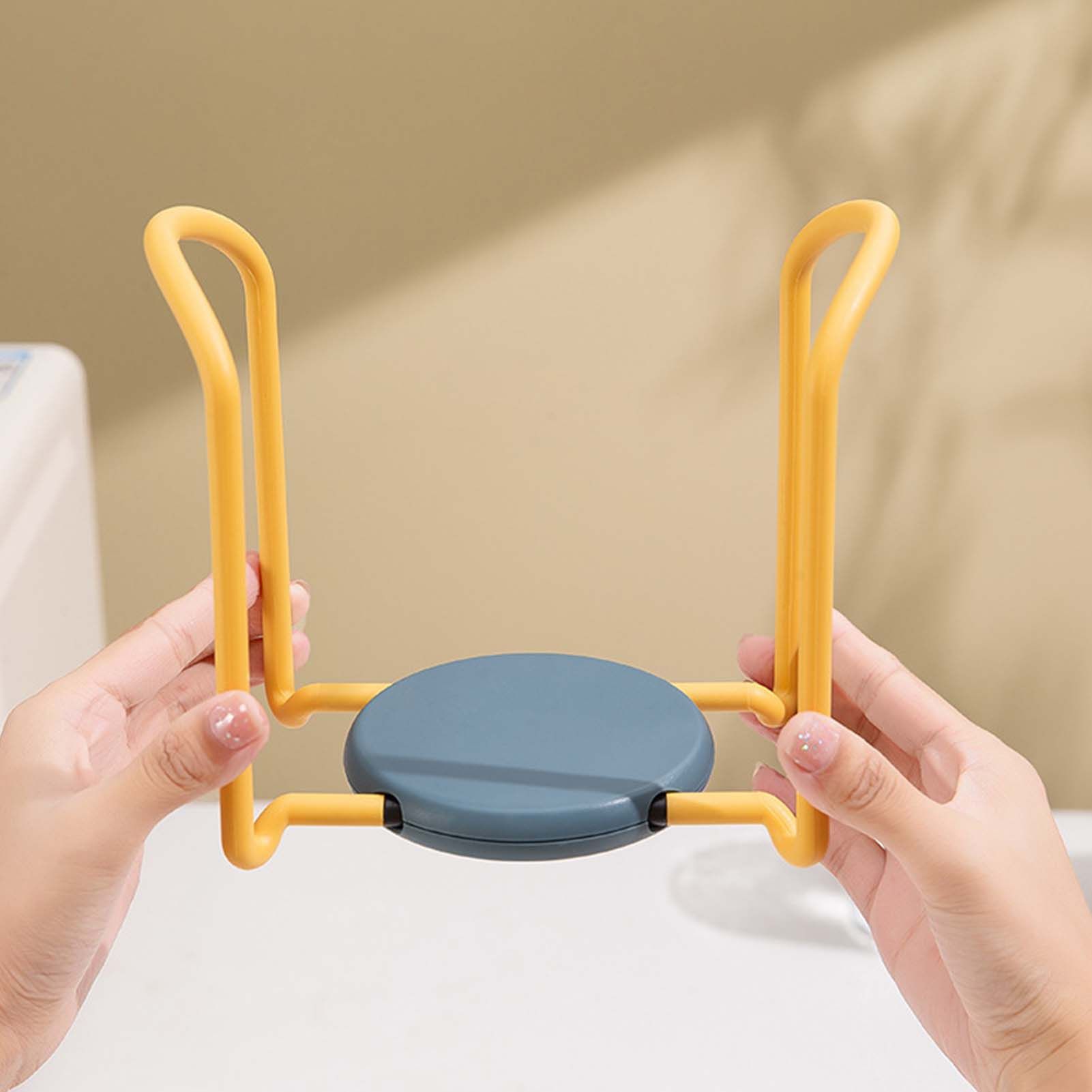 Bowl Organizer Multiple Functional Retractable Dish Drying Rack for Kitchen Counter Yellow and Blue - Image 6
