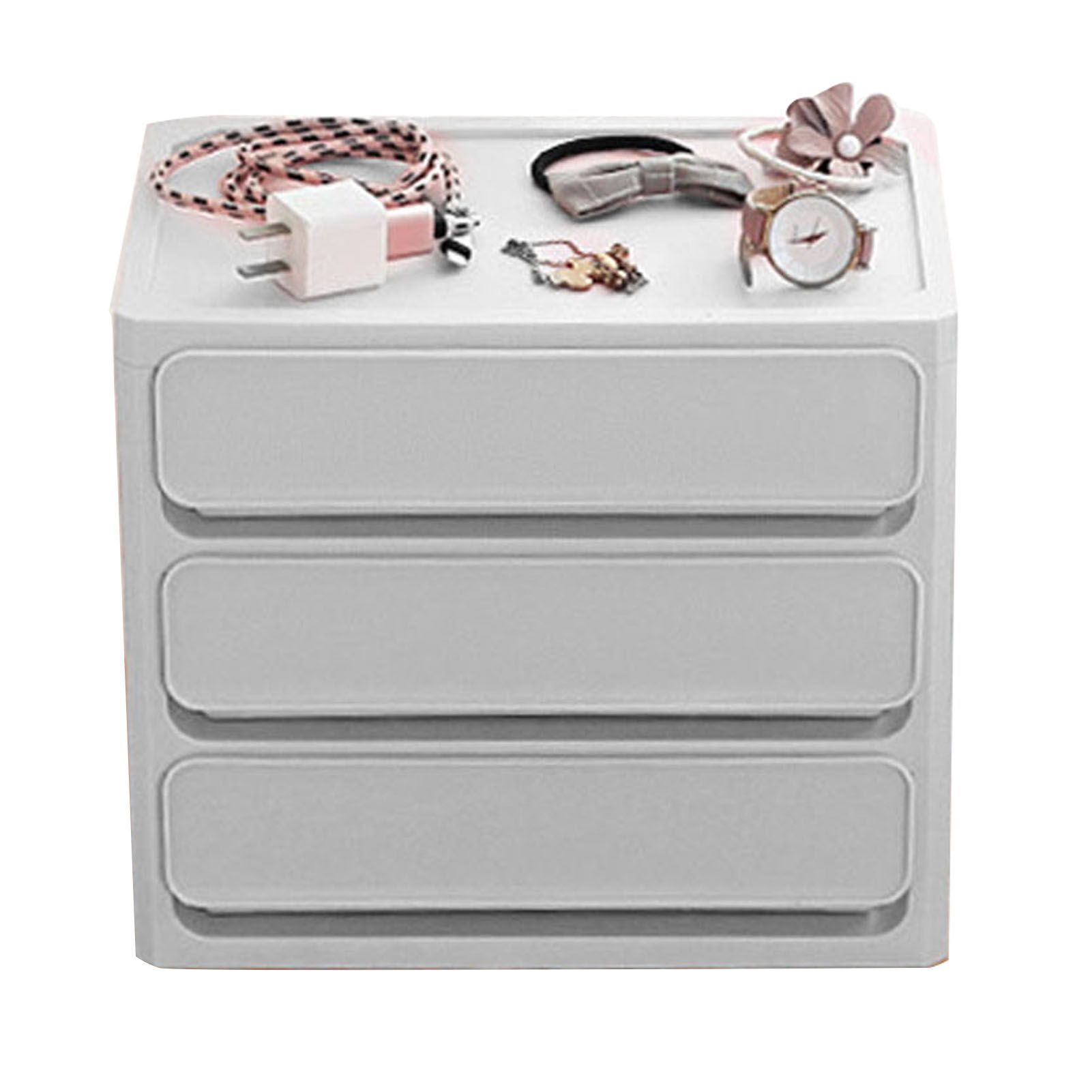 Storage Drawer Multi Layers Stackable Dustproof Desktop Storage Box Organizer for Student Dormitory Home Cosmetics 3 Layers White - Image 3