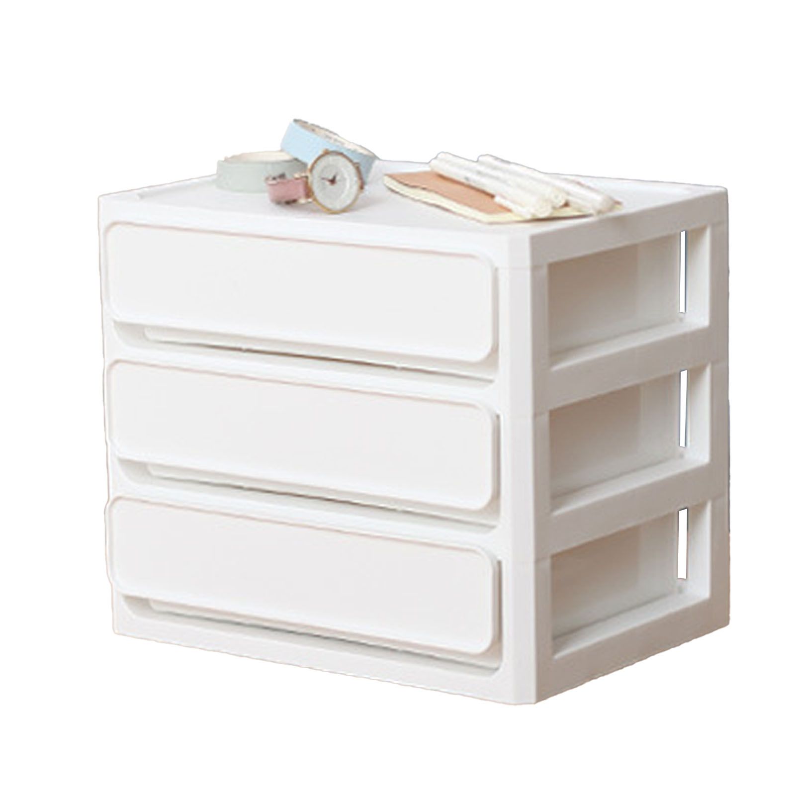 Storage Drawer Multi Layers Stackable Dustproof Desktop Storage Box Organizer for Student Dormitory Home Cosmetics 3 Layers White - Image 4