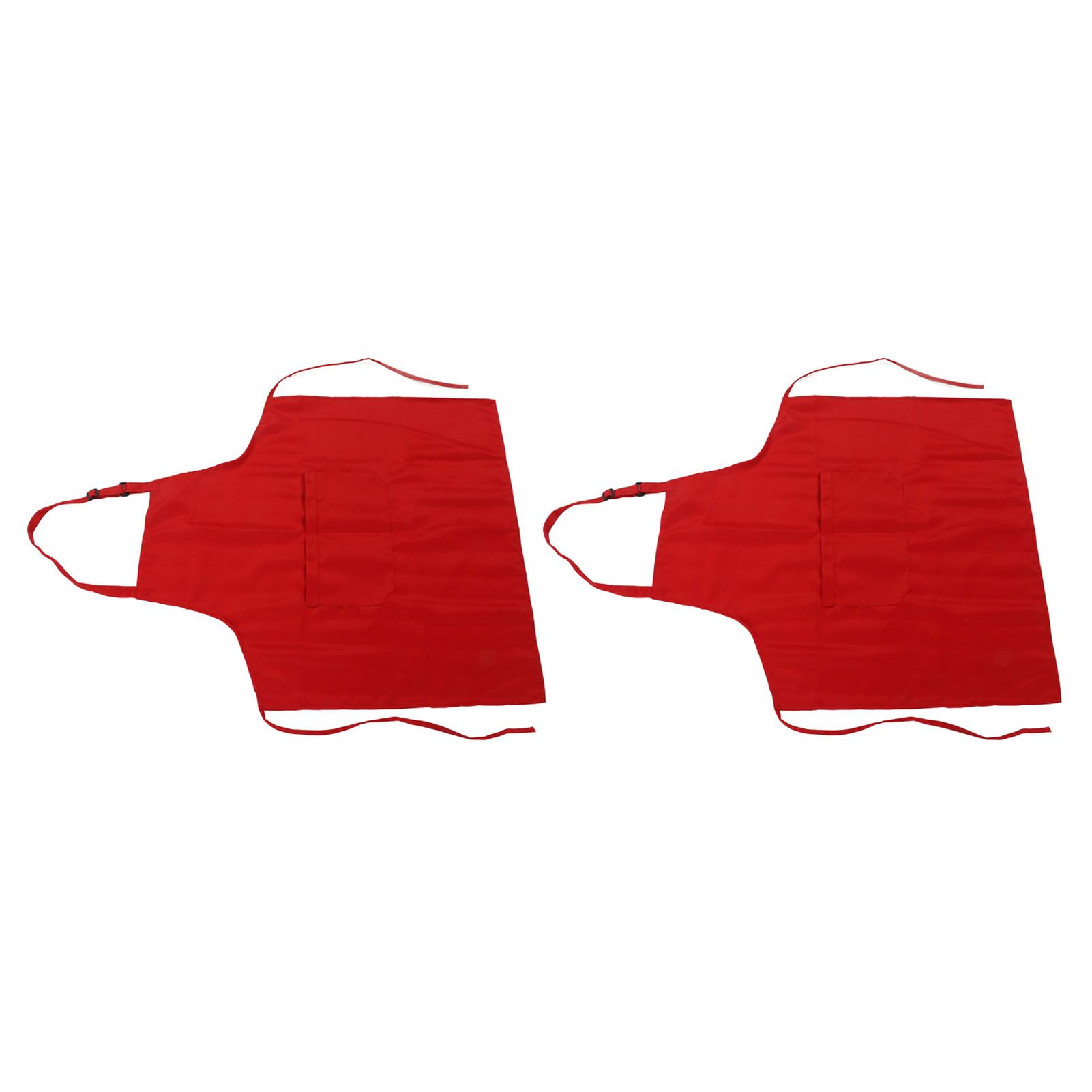 Cooking Apron Waterproof Adjustable Neck Strap Breathable Soft Kitchen Bib Apron with Pocket for Barbecue Baking 2pcs Red - Image 5