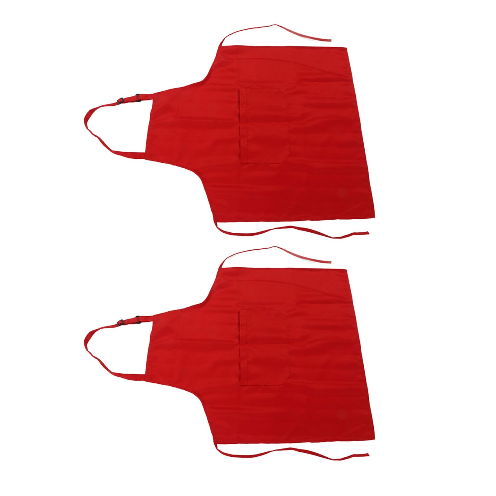 Cooking Apron Waterproof Adjustable Neck Strap Breathable Soft Kitchen Bib Apron with Pocket for Barbecue Baking 2pcs Red - Image 6