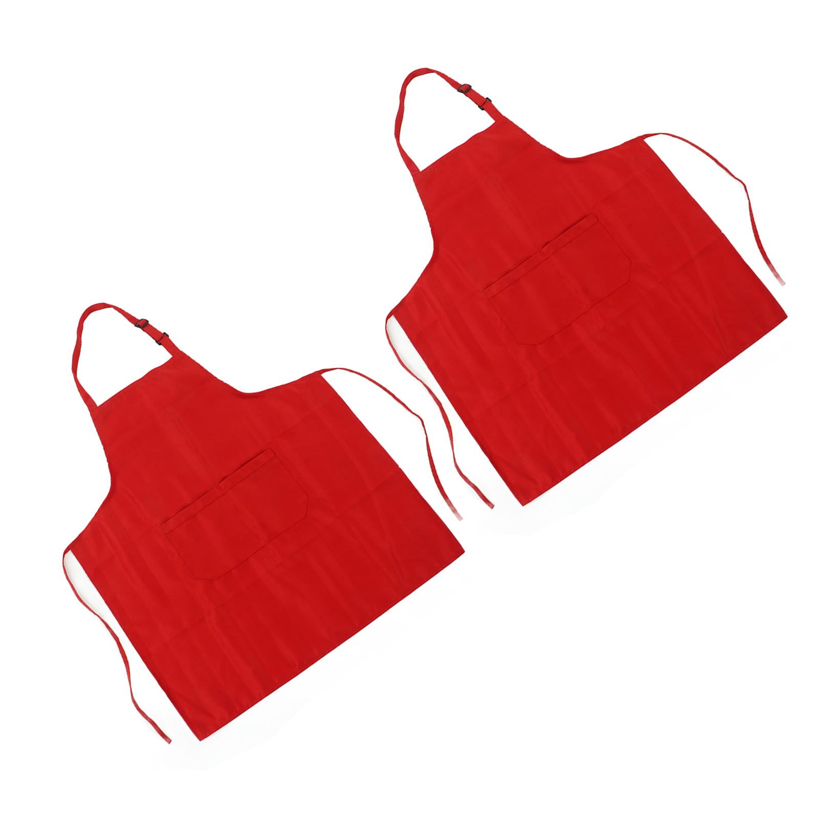 Cooking Apron Waterproof Adjustable Neck Strap Breathable Soft Kitchen Bib Apron with Pocket for Barbecue Baking 2pcs Red - Image 7