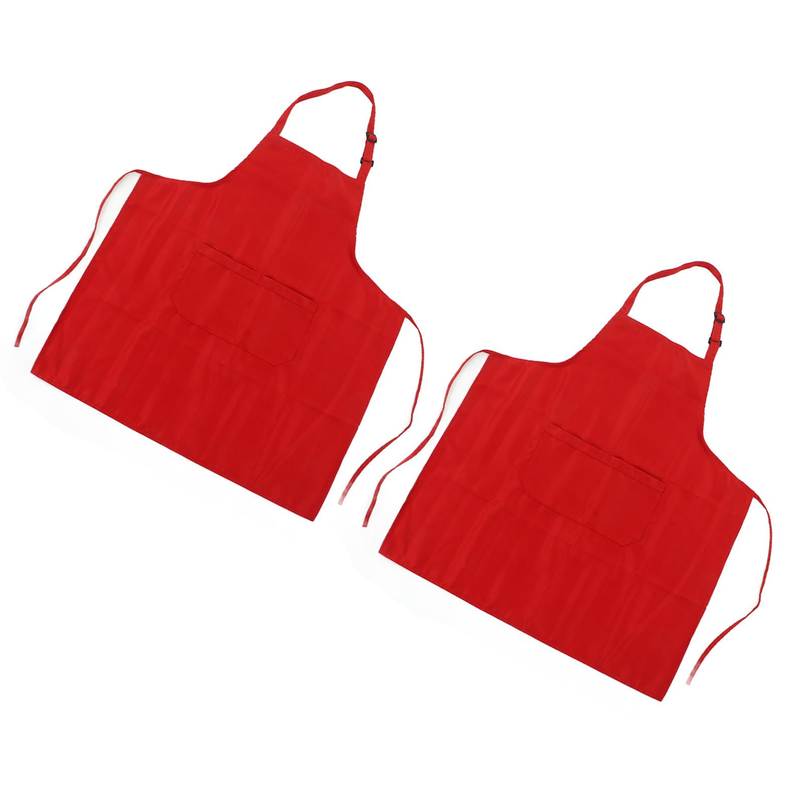 Cooking Apron Waterproof Adjustable Neck Strap Breathable Soft Kitchen Bib Apron with Pocket for Barbecue Baking 2pcs Red - Image 8