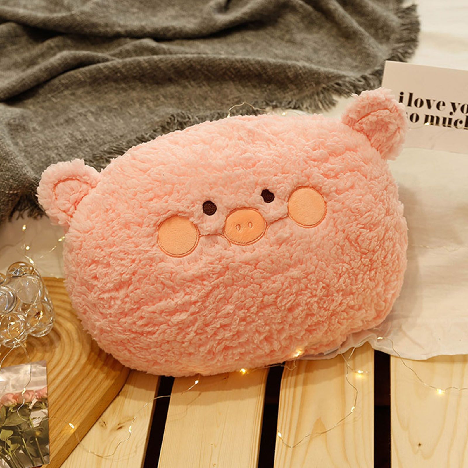 Hand Warm Plush Stuffed Pillow Cute Animal Decorative Soft Warm Hand Cushion for Home Bedroom Office Pink 11in - Image 6