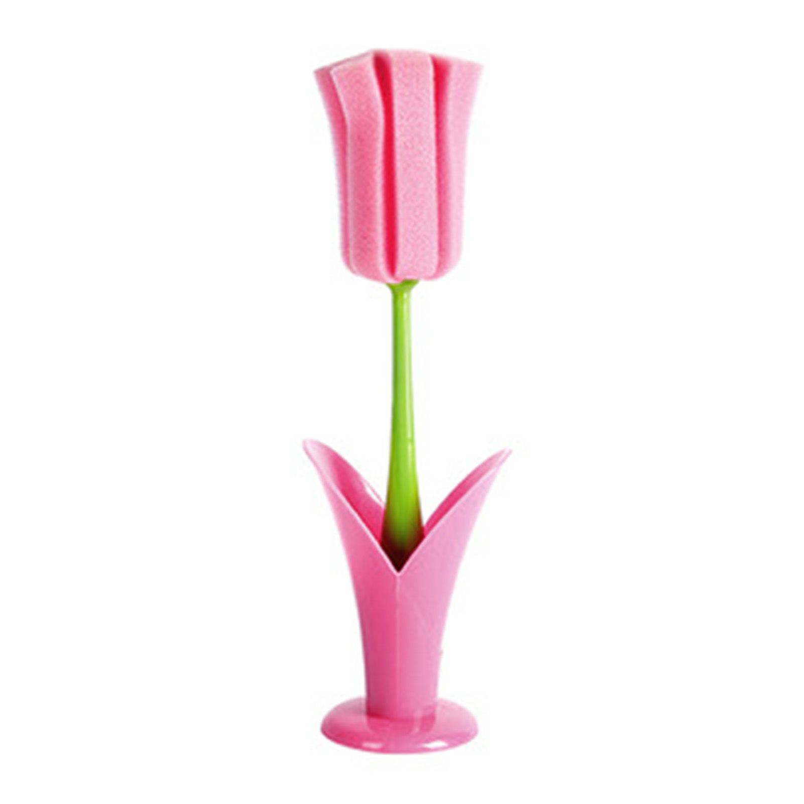 2PCS Sponge Cleaning Brush Long Handle Grip Cup Brush for Coffee Mugs Winebottle Baby Bottles Pink - Image 1