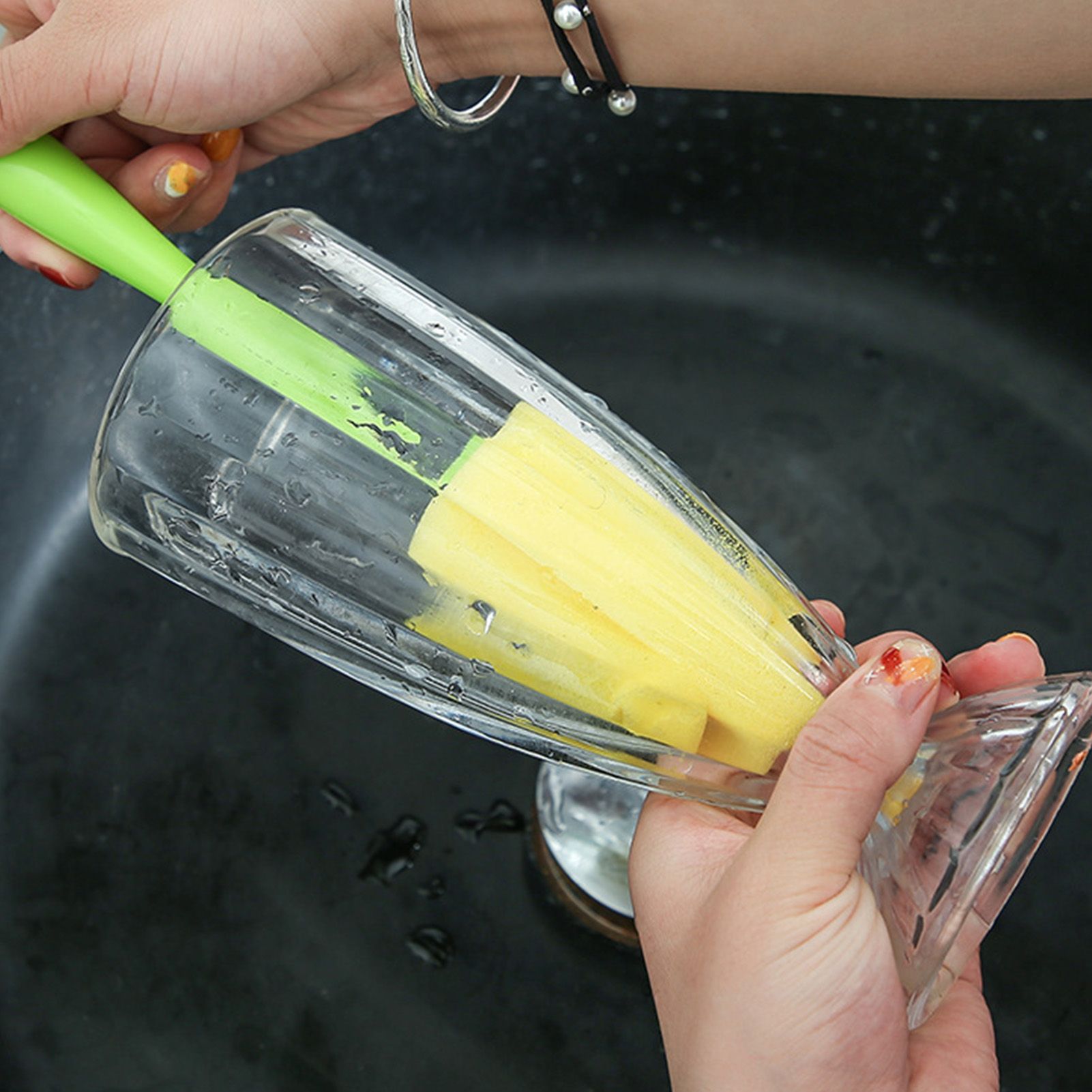 2PCS Sponge Cleaning Brush Long Handle Grip Cup Brush for Coffee Mugs Winebottle Baby Bottles Yellow - Image 6