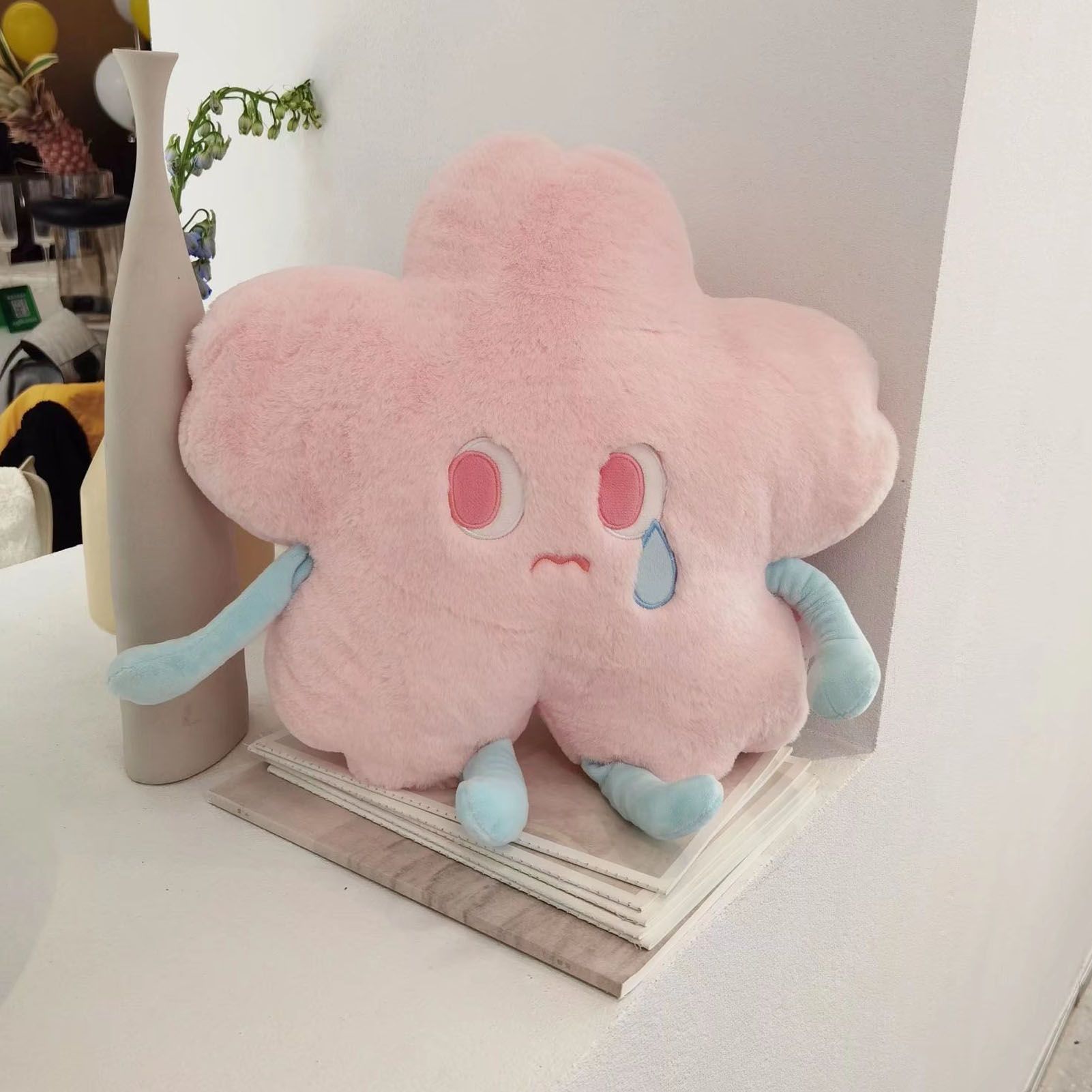 Flower Shape Plush Toy Crying Lively Stylish Stuffed Flower Toy for Living Room Balcony Office Pink 40 X 40cm - Image 6