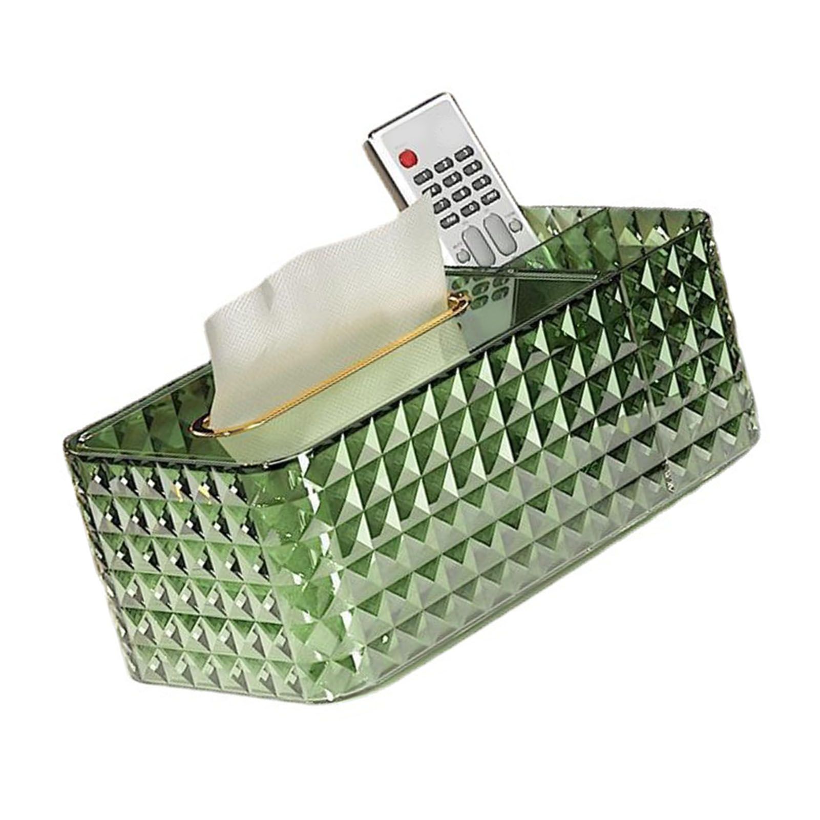 Tissue Storage Box Rhombus Texture Side Partition Towel Napkin Container Case Transparent Green - Image 3