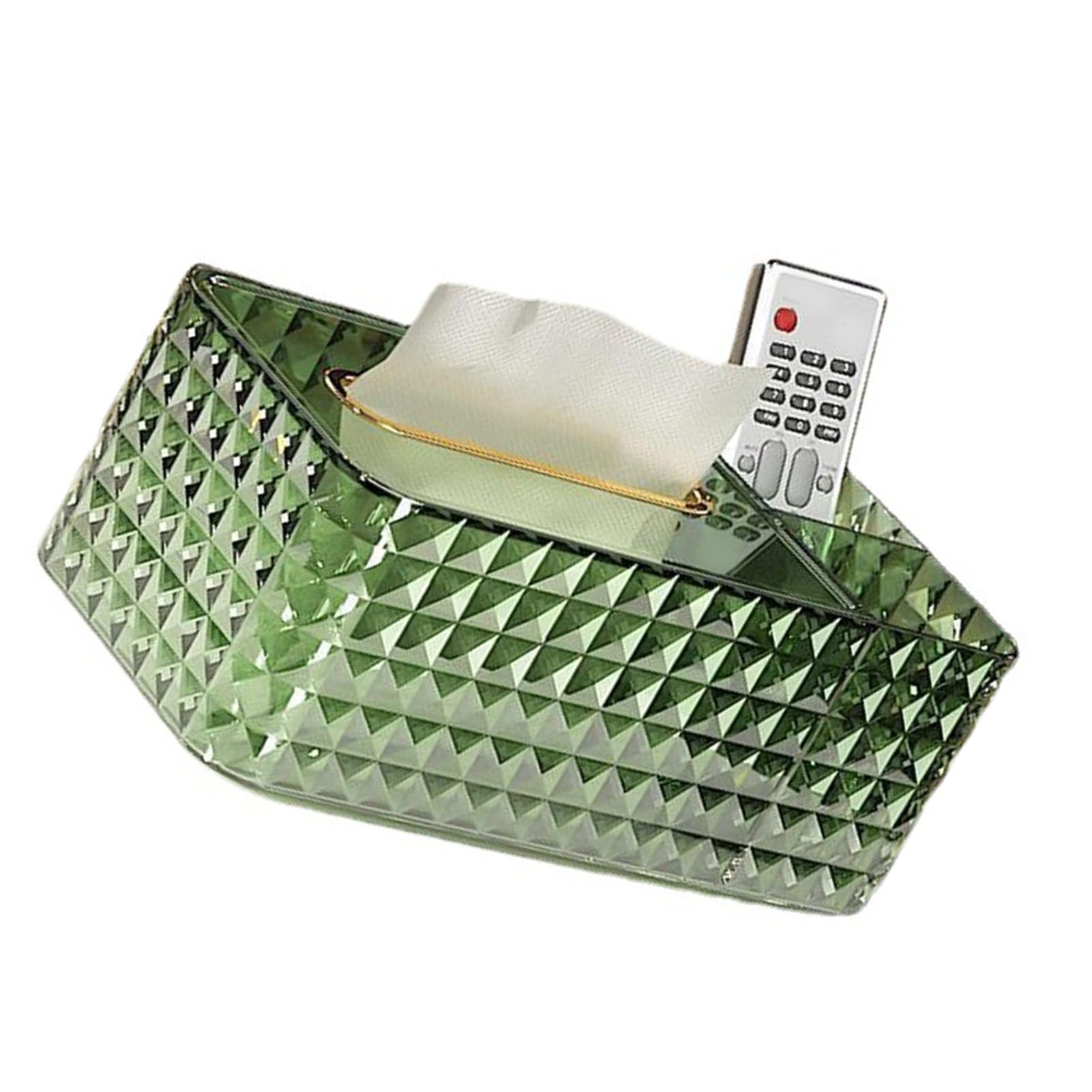 Tissue Storage Box Rhombus Texture Side Partition Towel Napkin Container Case Transparent Green - Image 4