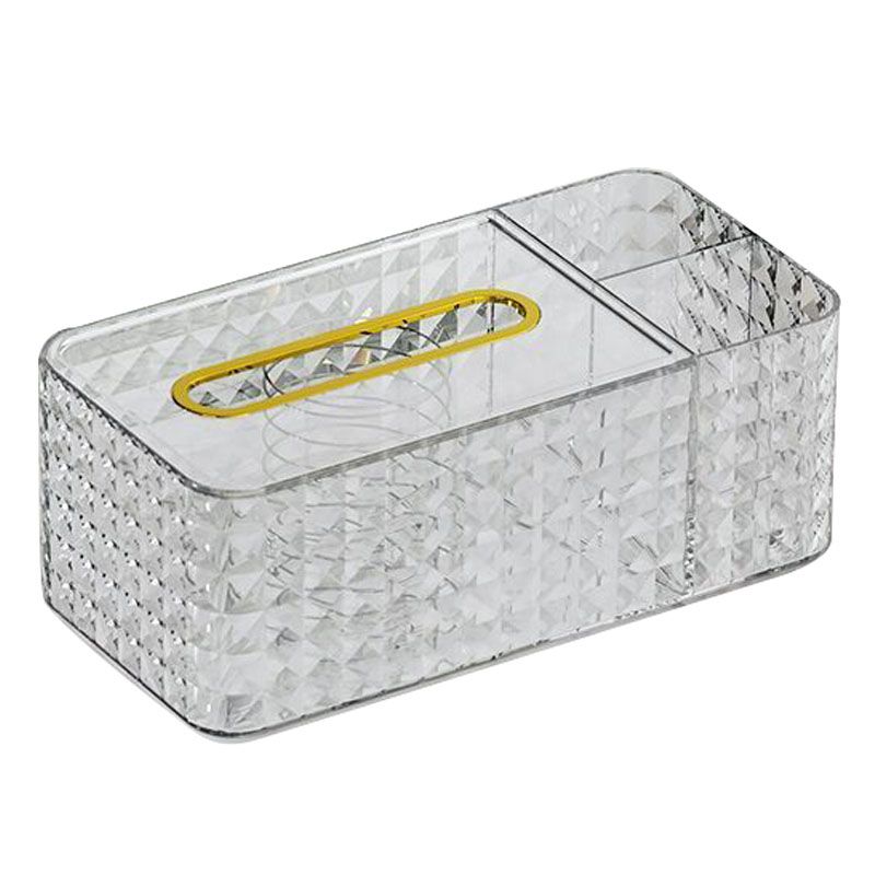 Tissue Storage Box Rhombus Texture Side Partition Towel Napkin Container Case Transparent White - Image 1