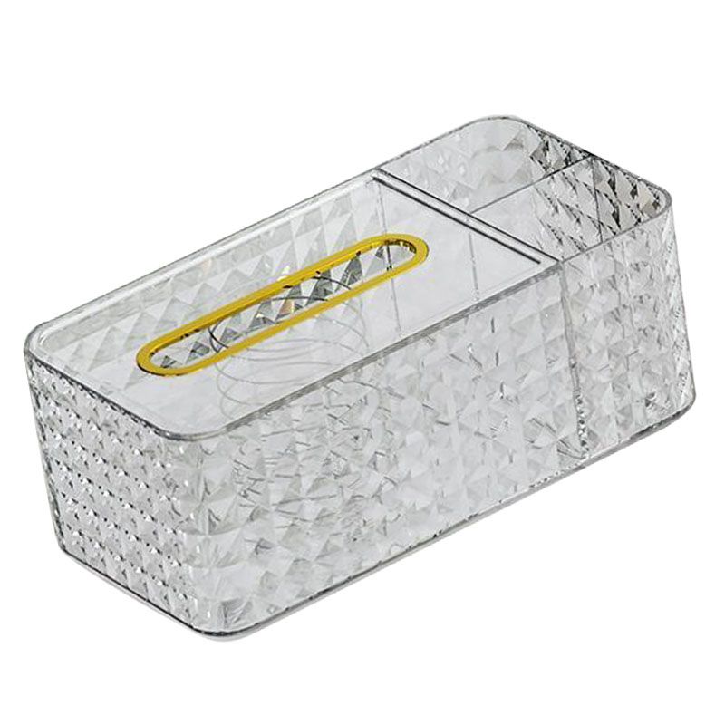 Tissue Storage Box Rhombus Texture Side Partition Towel Napkin Container Case Transparent White - Image 2