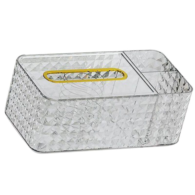 Tissue Storage Box Rhombus Texture Side Partition Towel Napkin Container Case Transparent White - Image 3