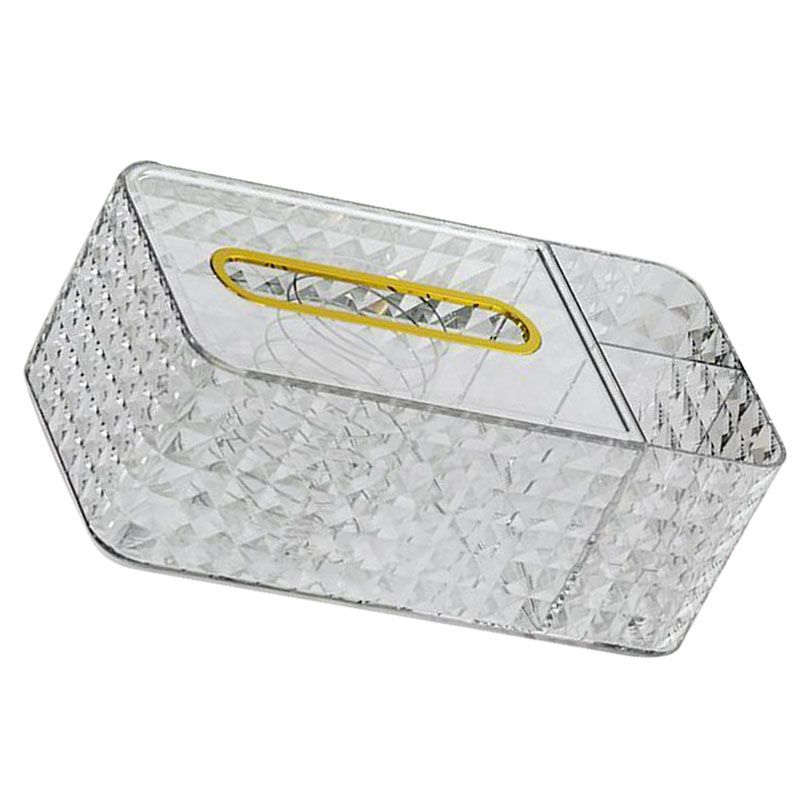 Tissue Storage Box Rhombus Texture Side Partition Towel Napkin Container Case Transparent White - Image 4