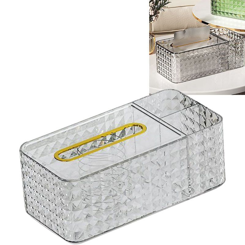 Tissue Storage Box Rhombus Texture Side Partition Towel Napkin Container Case Transparent White - Image 6