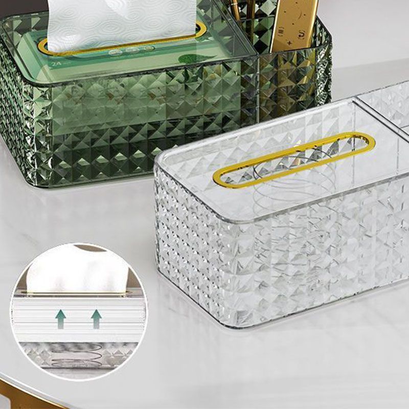 Tissue Storage Box Rhombus Texture Side Partition Towel Napkin Container Case Transparent White - Image 7
