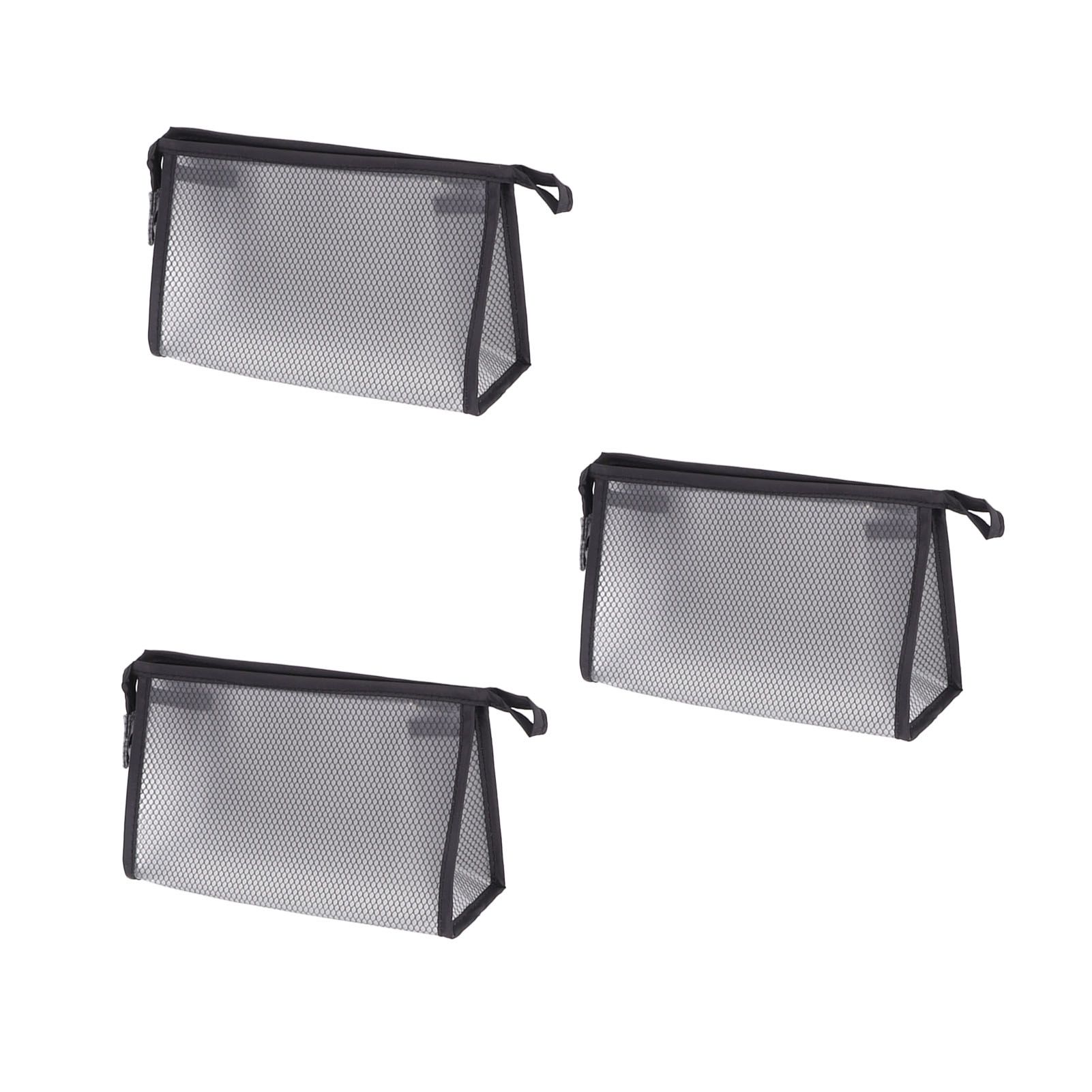 3Pcs Mesh Makeup Bag Waterproof EVA Triangular Design Semi Transparent Mesh Zipper Pouch for Cosmetic Travel Outdoor - Image 3