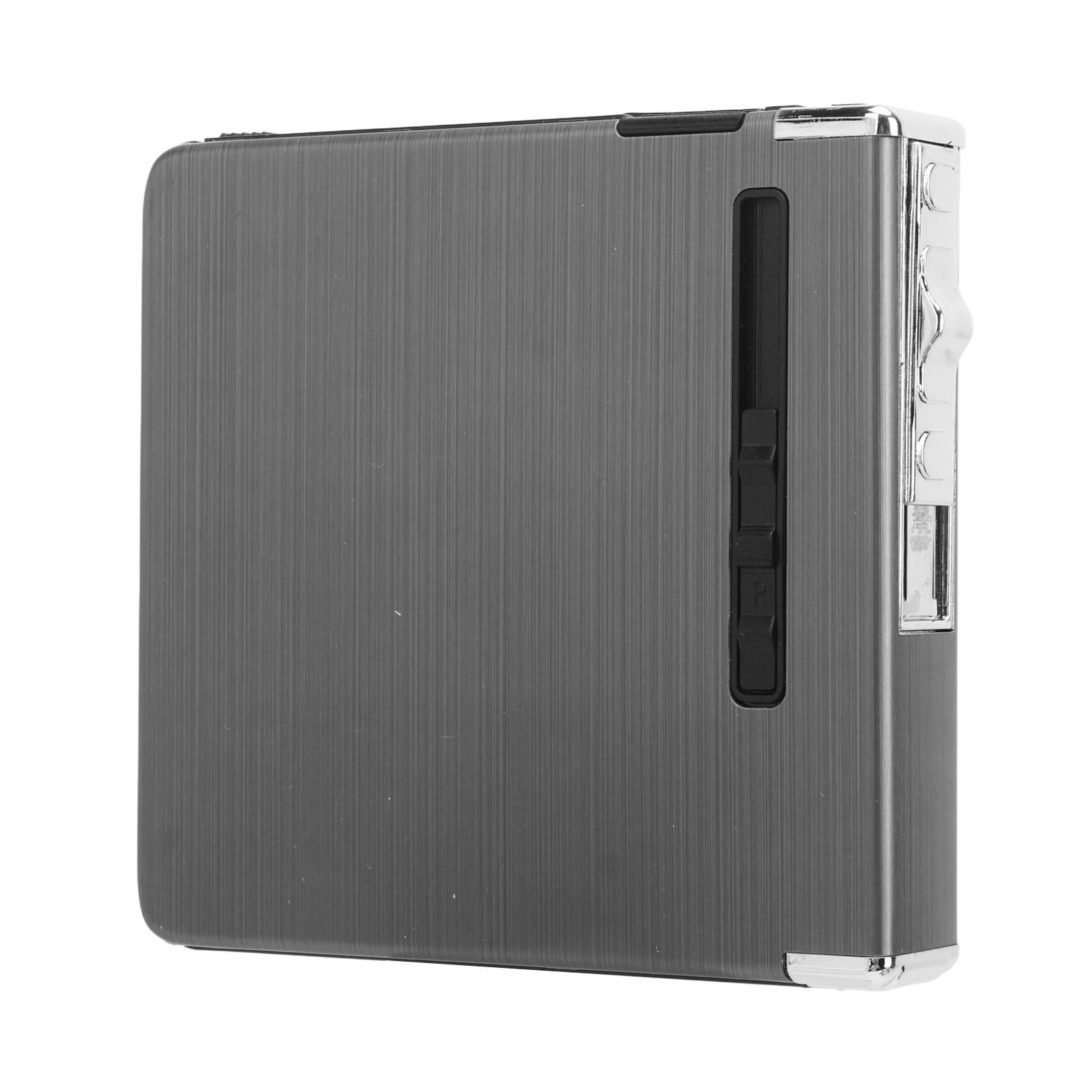20 Regular Cigarettes Case Box USB Rechargeable Cigarette Case with Lighter for Men Women Ideal Gift for Smoker Black Wire Drawing - Image 2