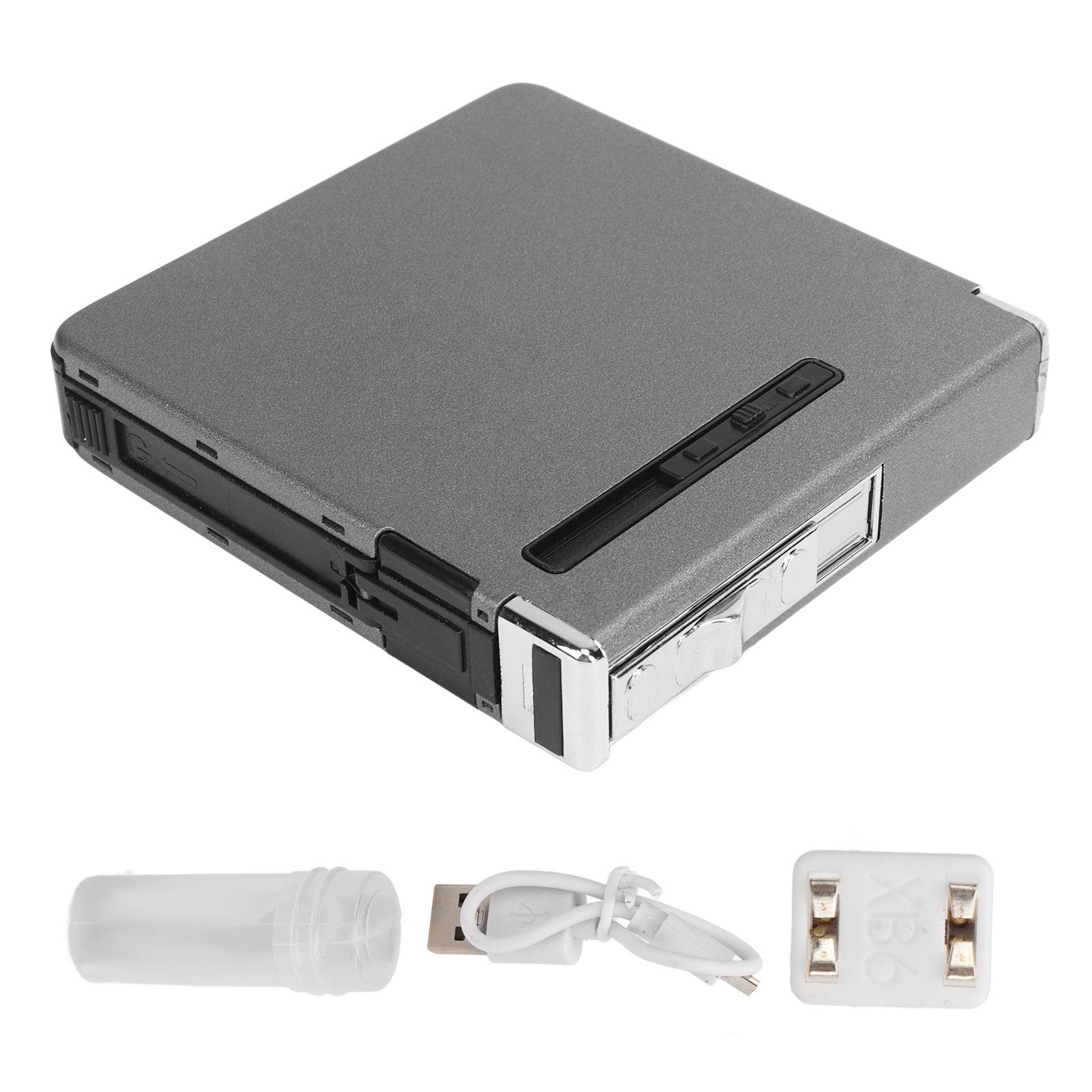 20 Regular Cigarettes Case Box USB Rechargeable Cigarette Case with Lighter for Men Women Ideal Gift for Smoker Gray Matte - Image 1
