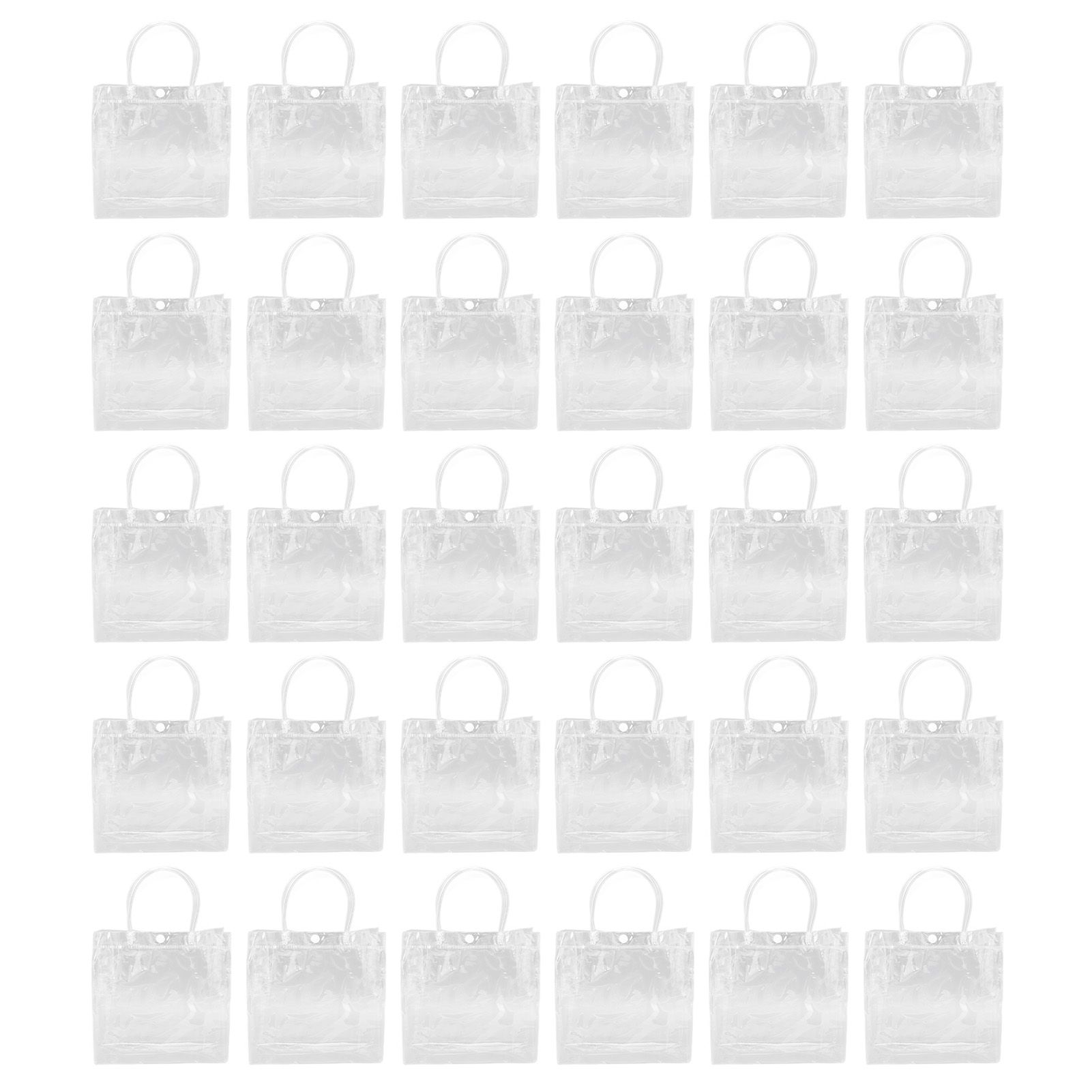 30Pcs Clear PVC Plastic Gift Bags with Handles Reusable Plastic Gift Wrap Tote Bags for Shopping Retail Goodies Business Boutique Wedding Birthday Party 20x20x8cm - Image 1